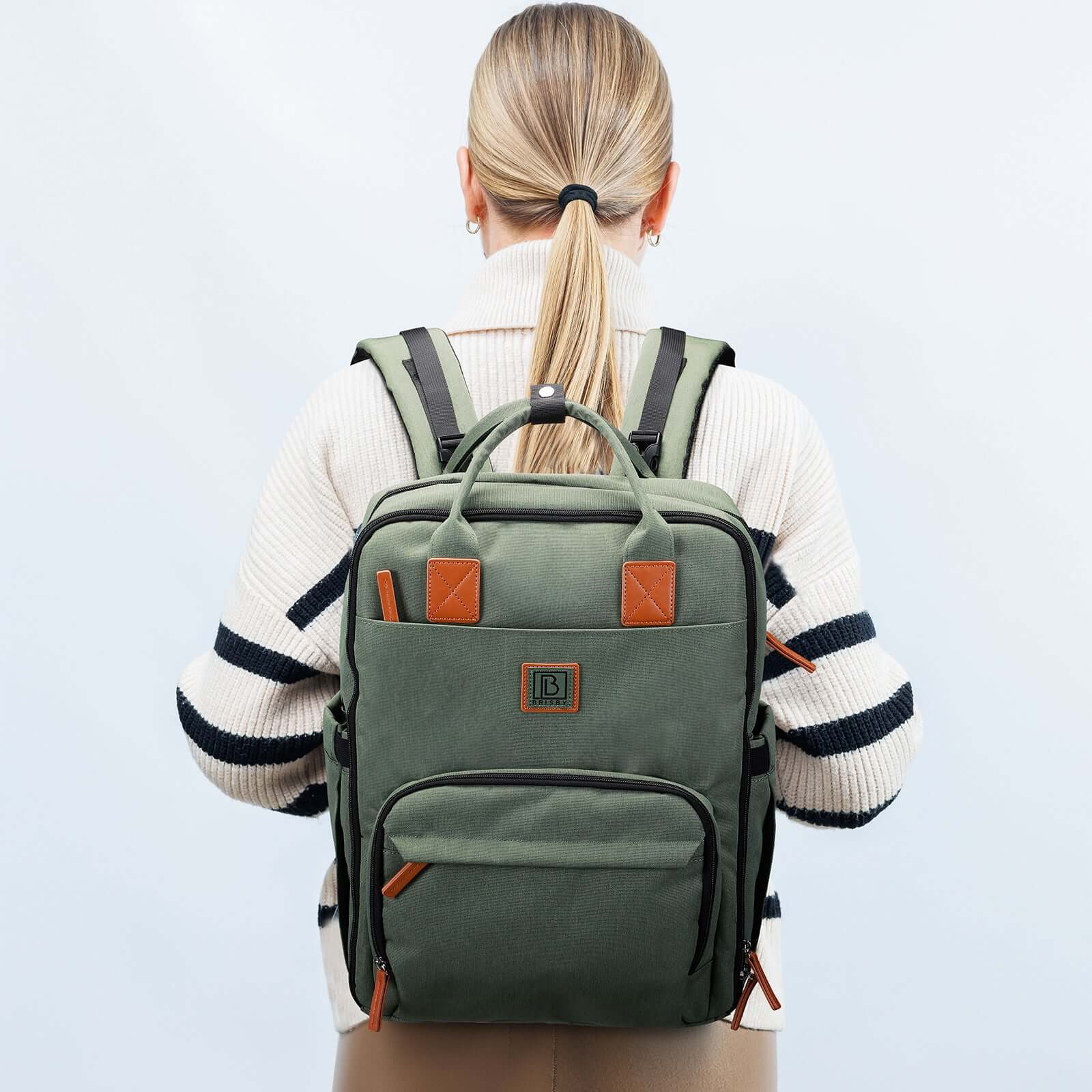 Brisby Rugzak voor Dames & Heren – Comfortabele, Waterafstotende Rugtas met Laptopvak, perfect als Schooltas, Werktas & voor op Reis. Geschikt als handbagage. Levenslange Garantie! - Groen Brisby Rugzak voor Dames & Heren – Comfortabele, Waterafstot
