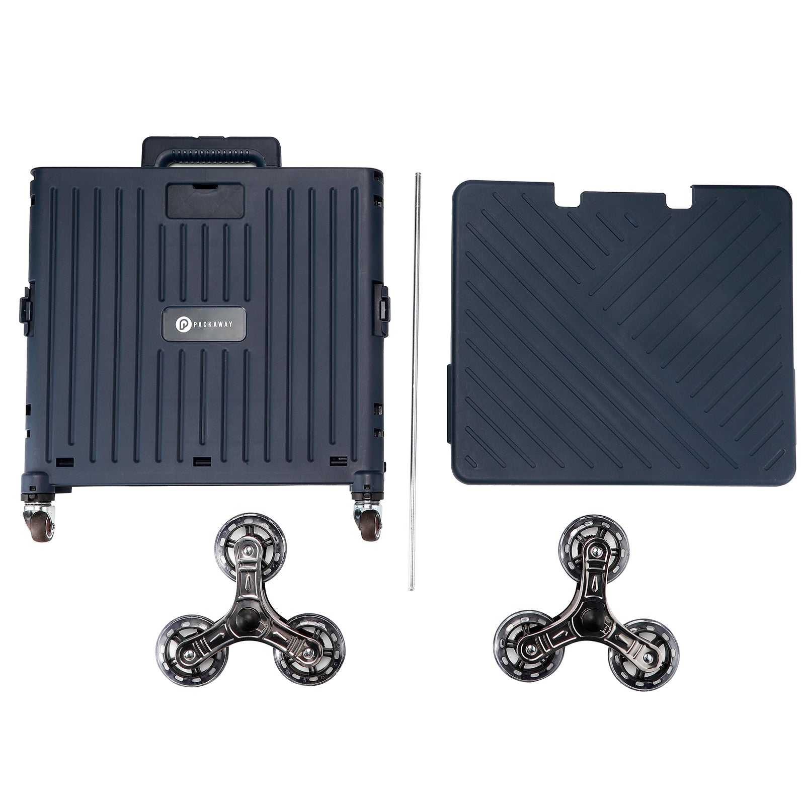 Shopping trolley 50L XL with pedal wheels blue - shopping crate - 35 kg load capacity - with lid and telescopic handle