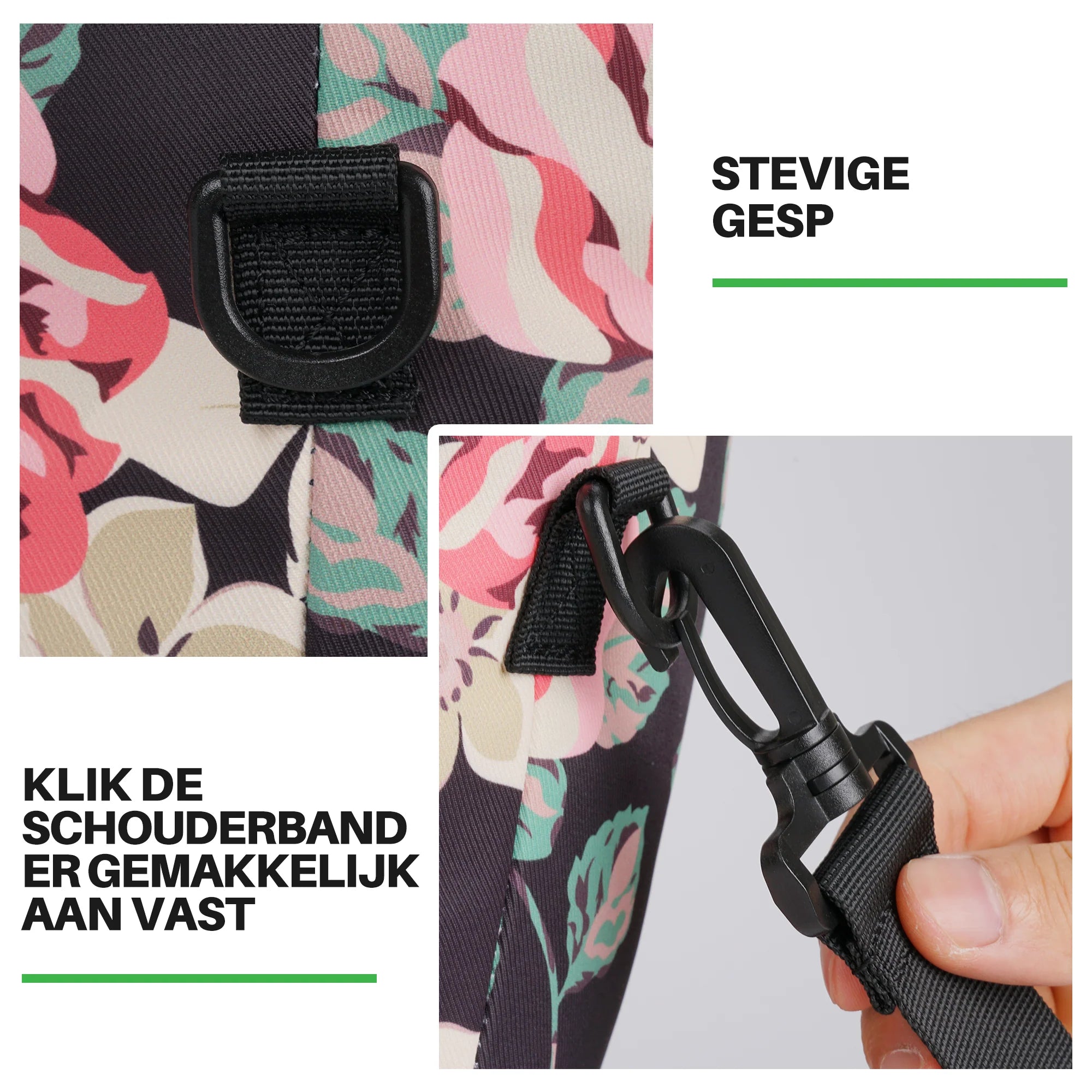 Brisby Koeltas 21L zwarte bloemen set - incl. mealbox, 2 koelelementen, schouderband