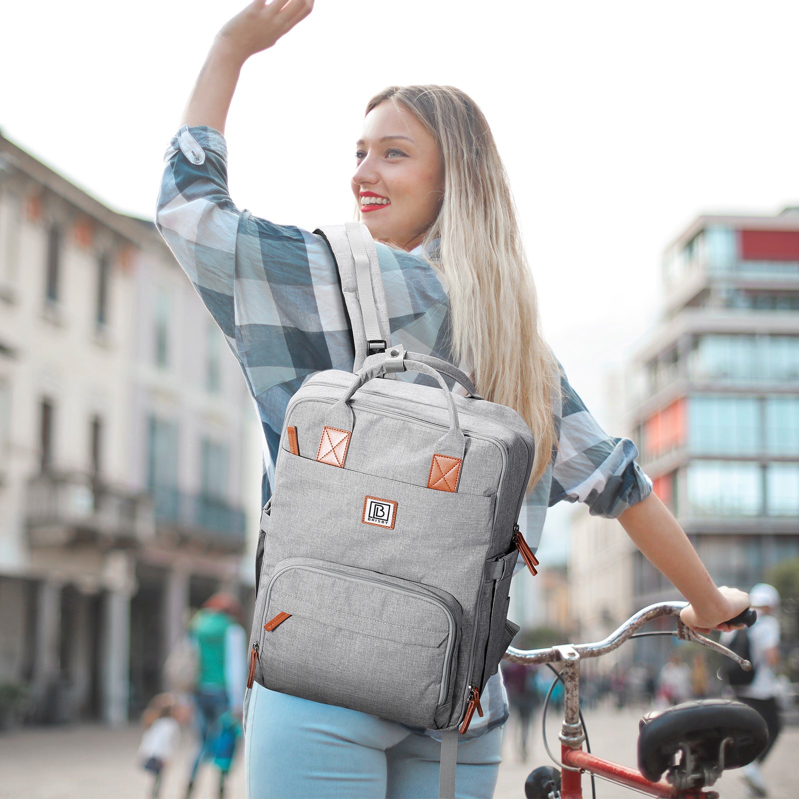 Brisby Rugtas unisex LTO lichtgrijs - waterafstotend - laptopvak - handbagage