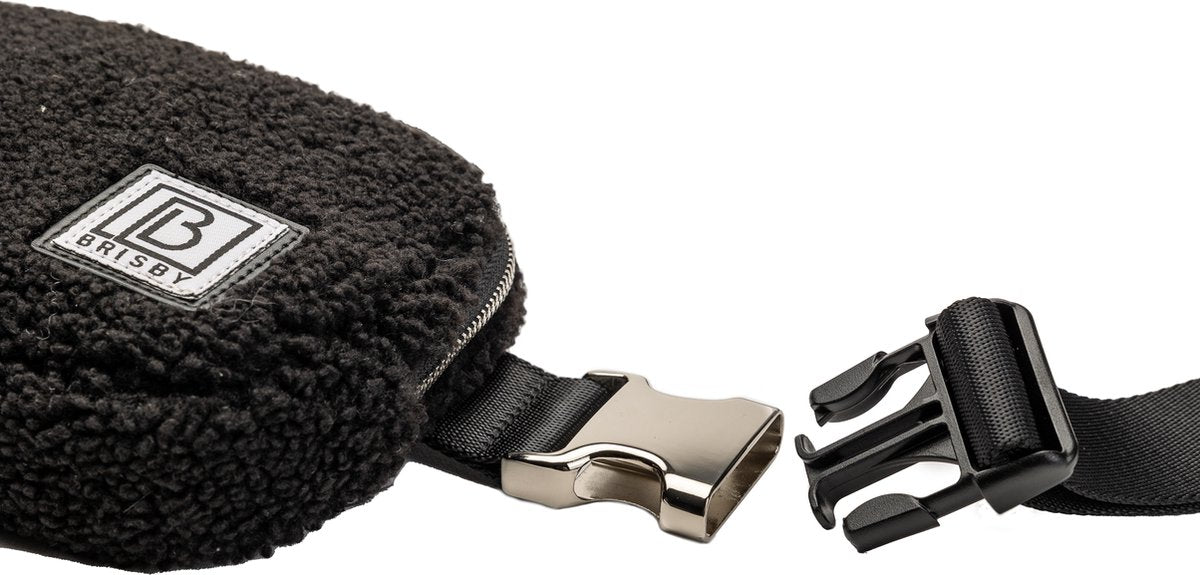 Brisby Heuptas 1L teddy zwart - buideltas - fleece