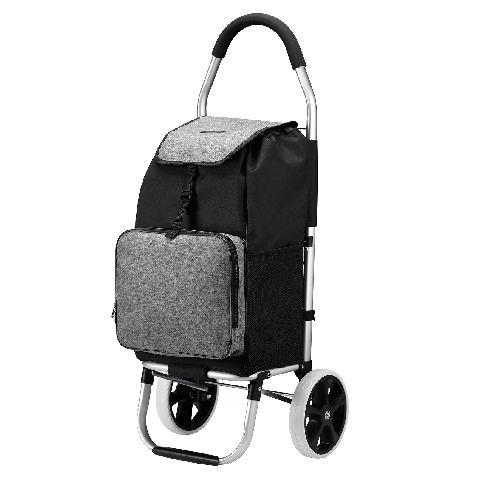 Shopping trolley 45L black and grey - shopping trolley suspension - foldable - telescopic handle