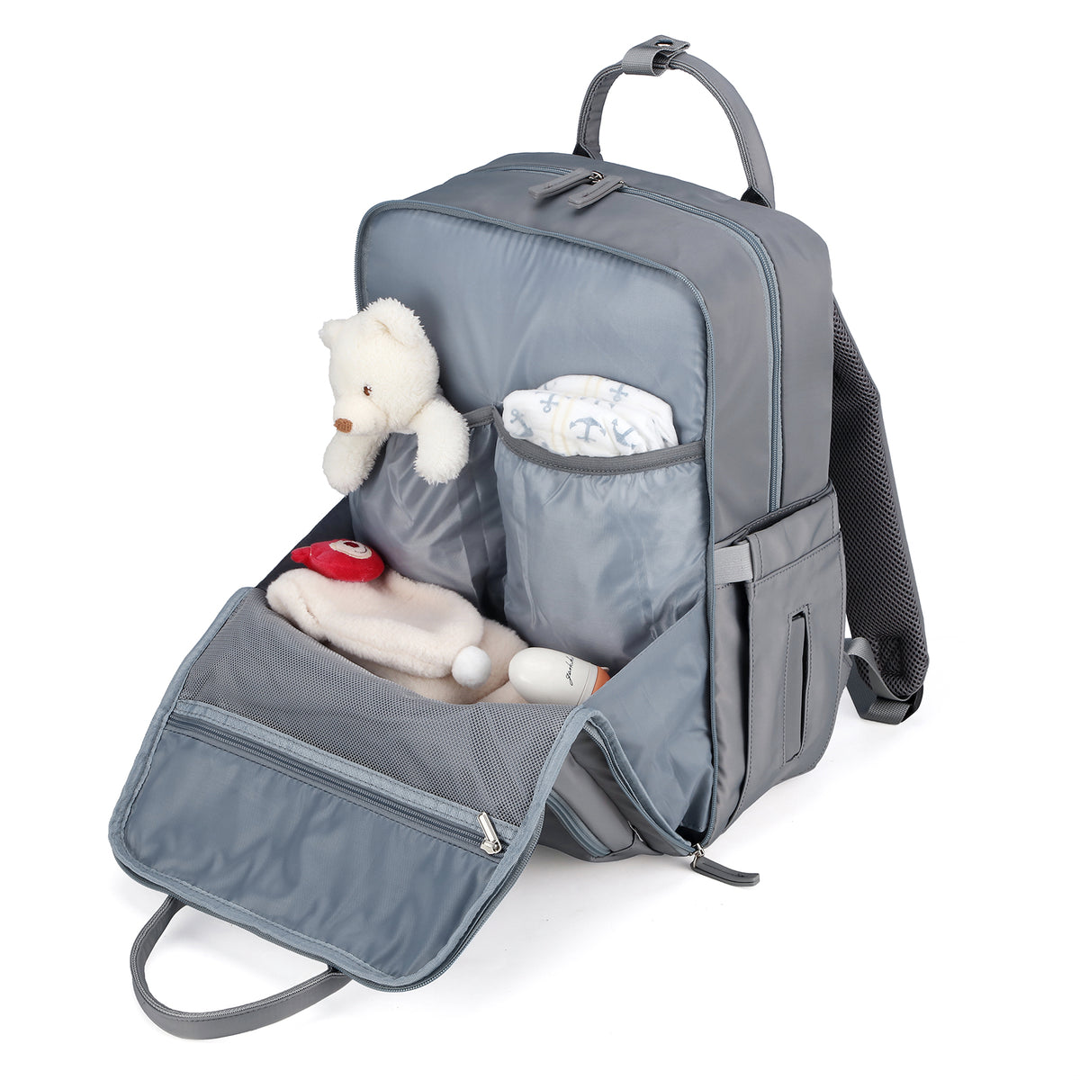 Brisby slijtvaste Luiertas – verzorgingstas – met buggymontage - Bluishgrey