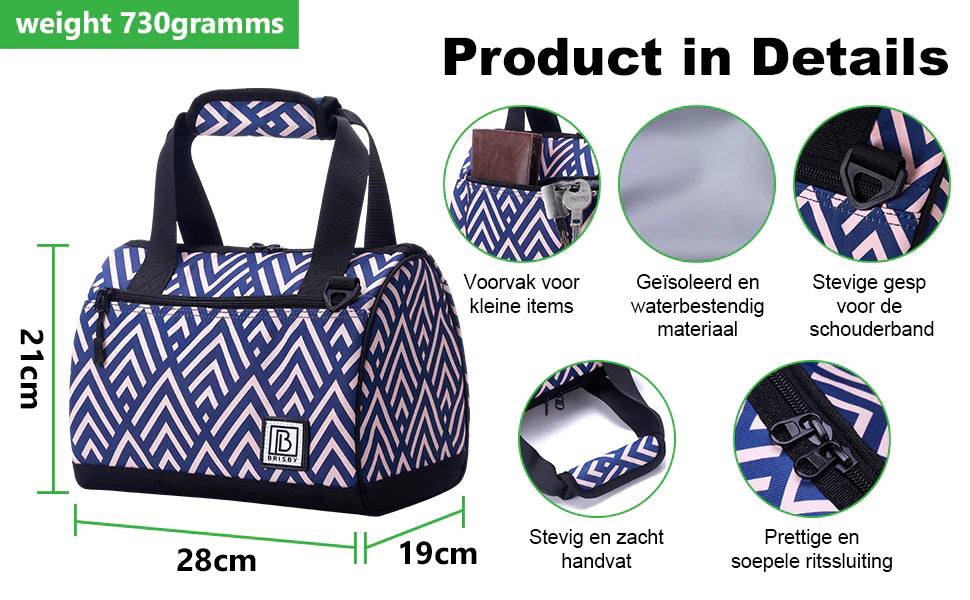 Koeltas 10L vibe - Lunchtas - 4-laags geïsoleerd - 2 gratis koelelementen - incl. schouderband