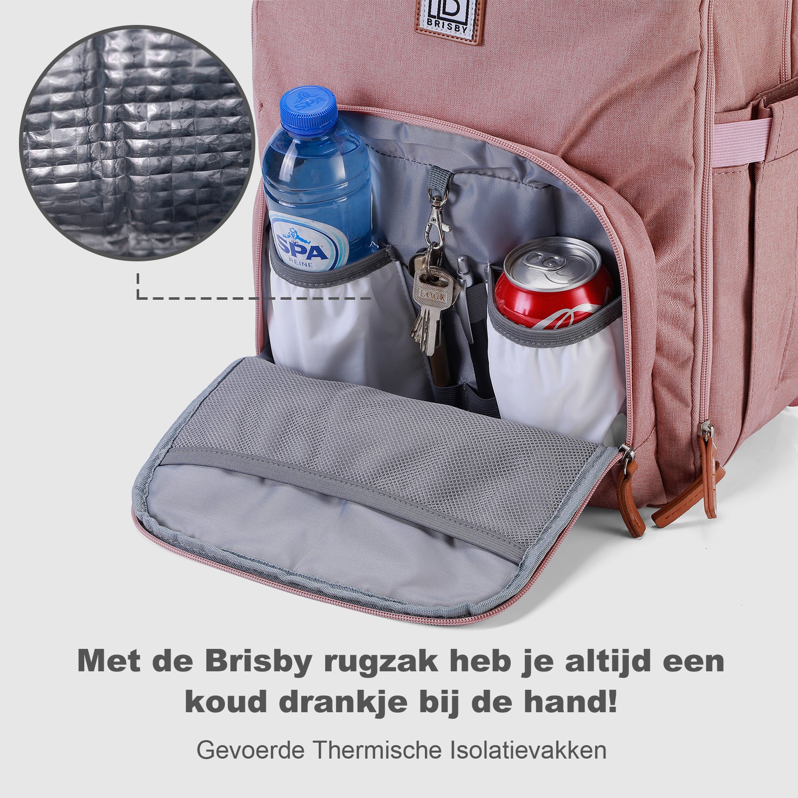 Brisby Rugzak voor Dames & Heren – Comfortabele, Waterafstotende Rugtas met Laptopvak, perfect als Schooltas, Werktas & voor op Reis. Geschikt als handbagage. Levenslange Garantie! - Roze