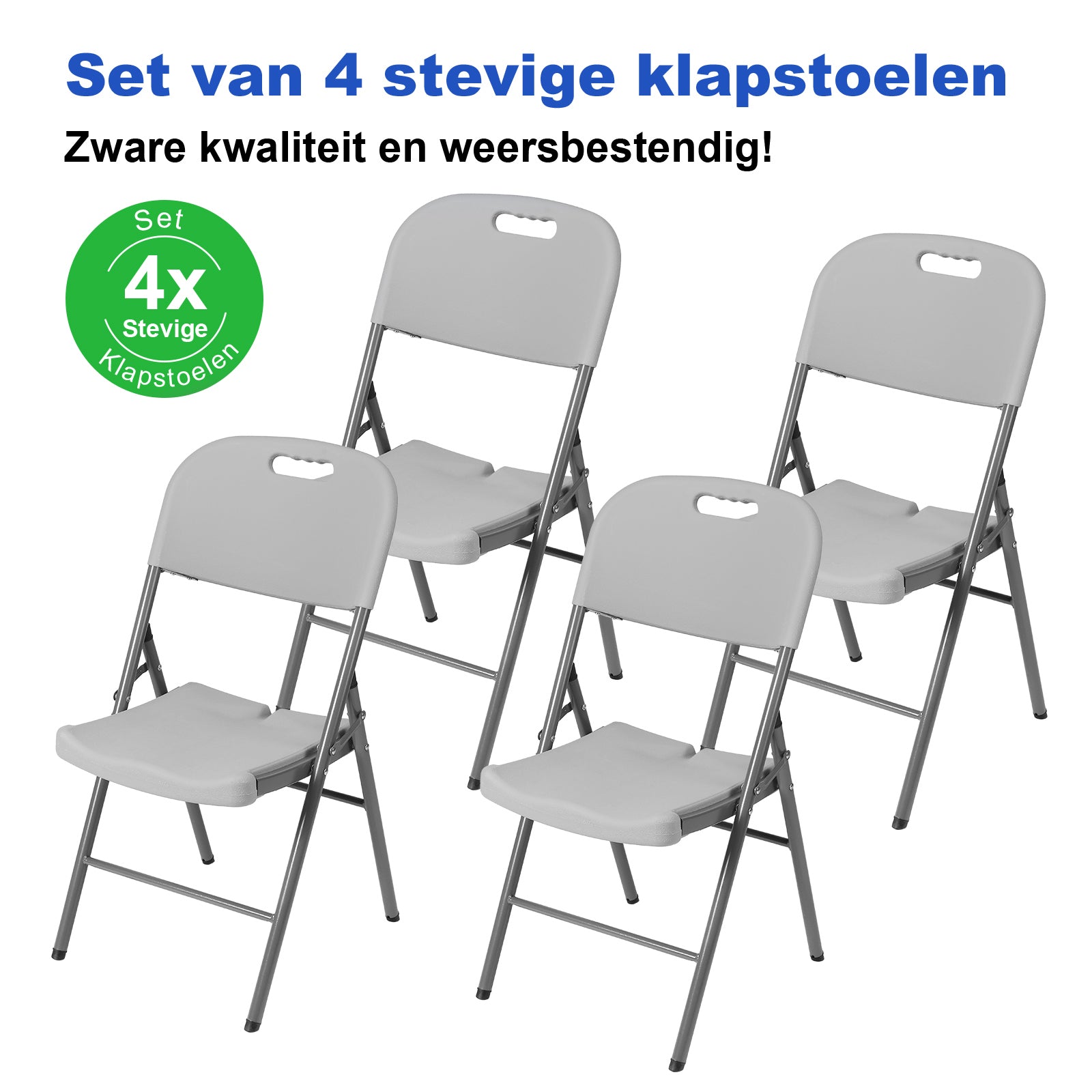 Bardi 4-delige Klapstoelen set stevig grijs - 200 kg draagvermogen