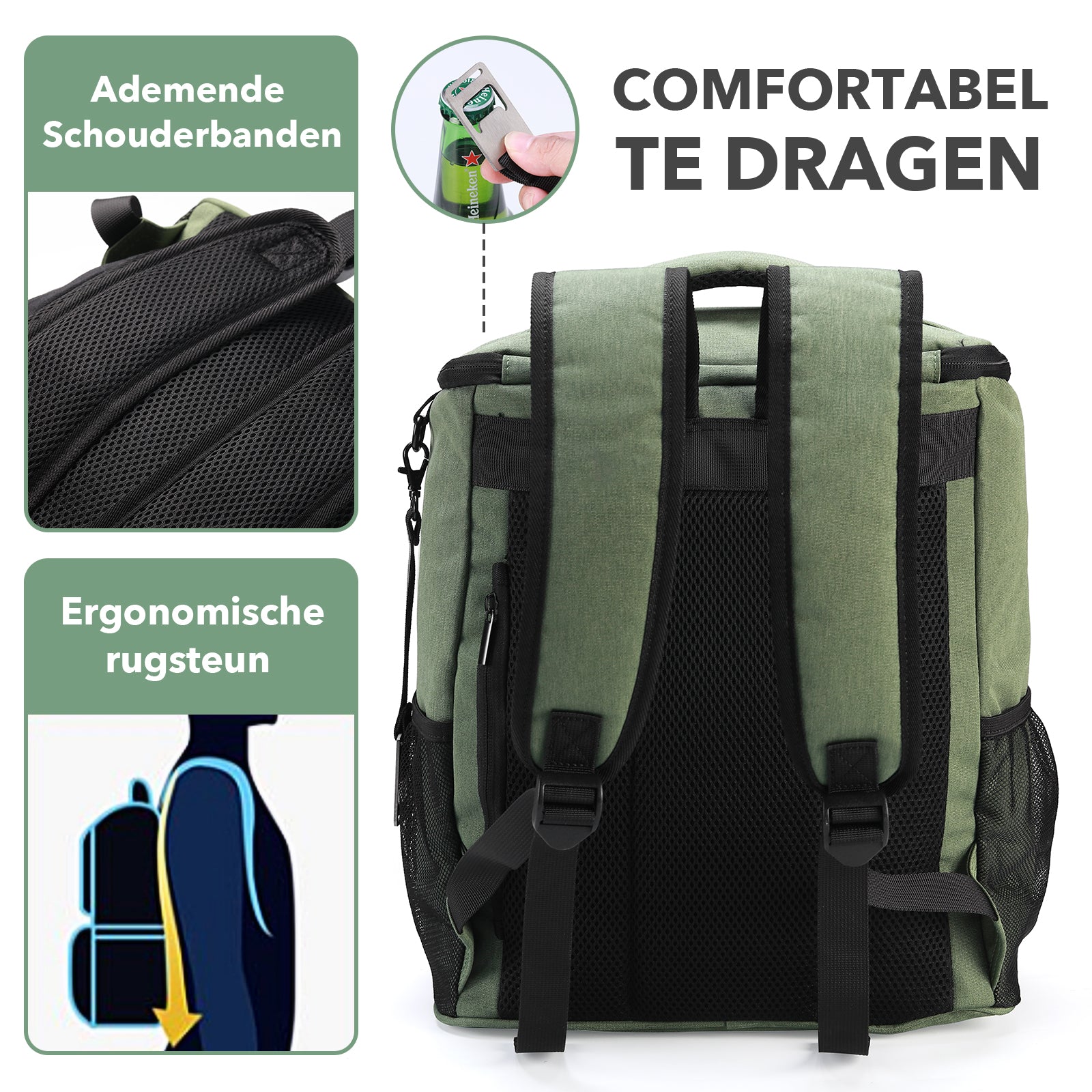 Packaway Cooler Bag Backpack 25L - Incl. 2 free cooling elements - Incl. free bottle opener - Water-repellent - Anti-theft compartment - 4 Layers insulated