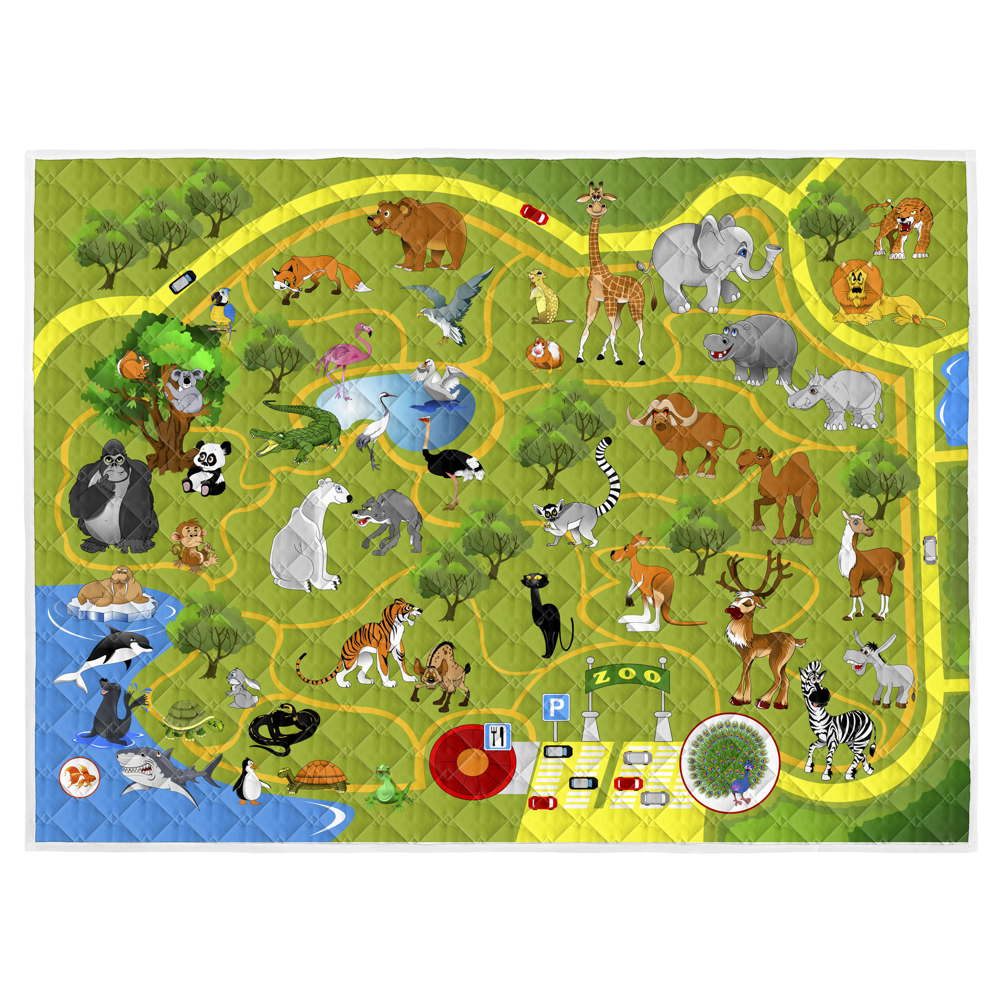 Zoo play mat 150x200 - heavy quality - play mat - anti-slip - washable