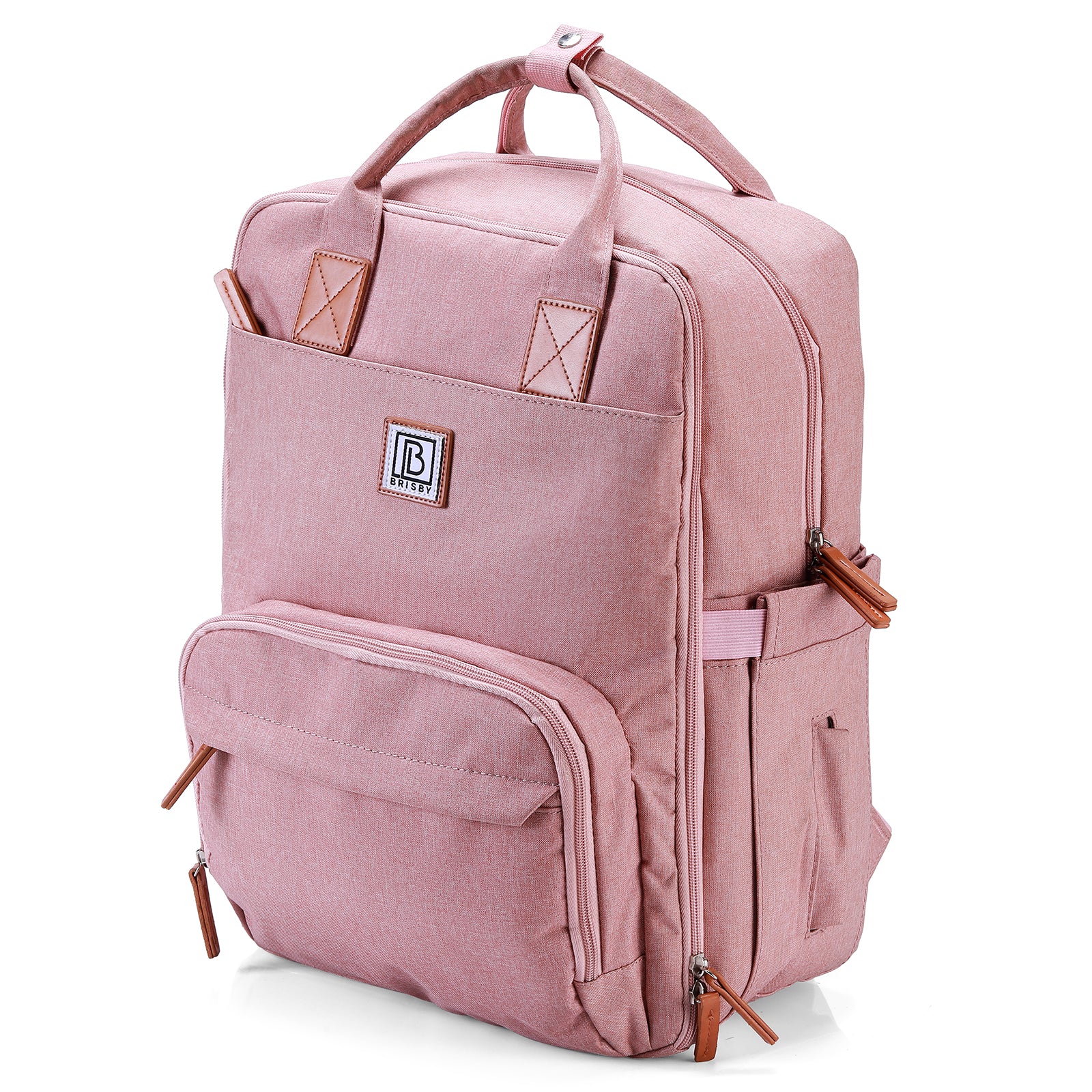 Brisby Rugzak voor Dames & Heren – Comfortabele, Waterafstotende Rugtas met Laptopvak, perfect als Schooltas, Werktas & voor op Reis. Geschikt als handbagage. Levenslange Garantie! - Roze