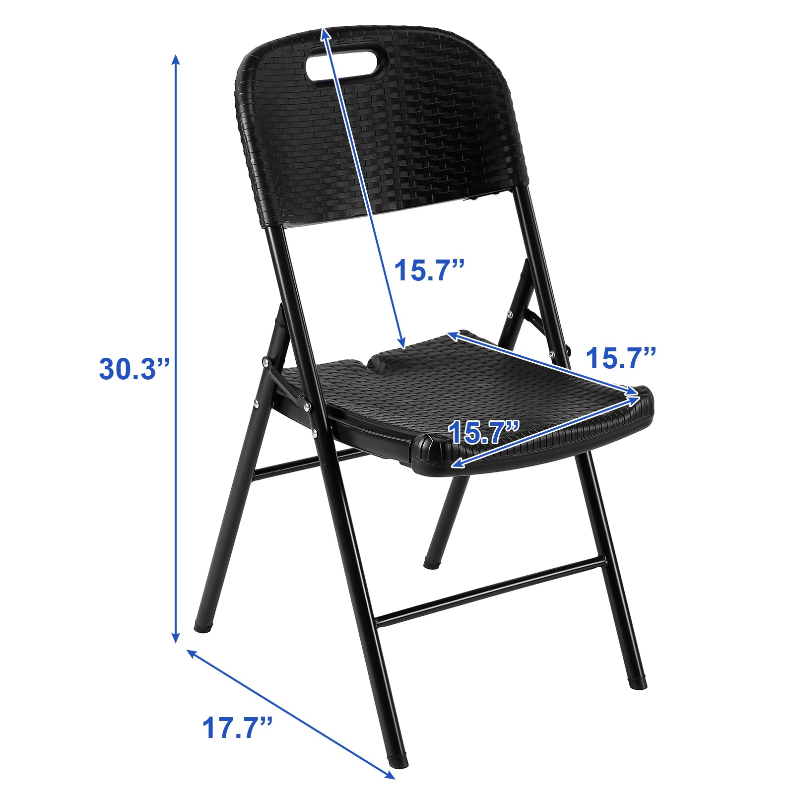 Bardi 4-delige Klapstoelen set zwaar rotan zwart - 200 kg draagvermogen