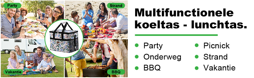 Packaway Koeltas 40L white flower - incl. 6 koelelementen, draagband