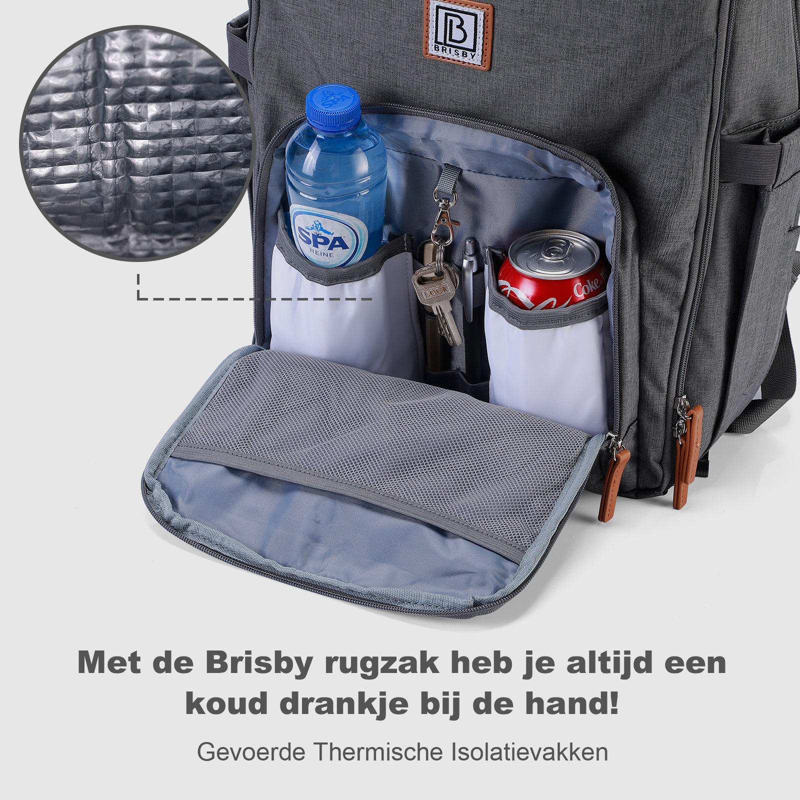 Brisby Rugtas unisex LTO donkergrijs - waterafstotend - laptopvak - handbagage