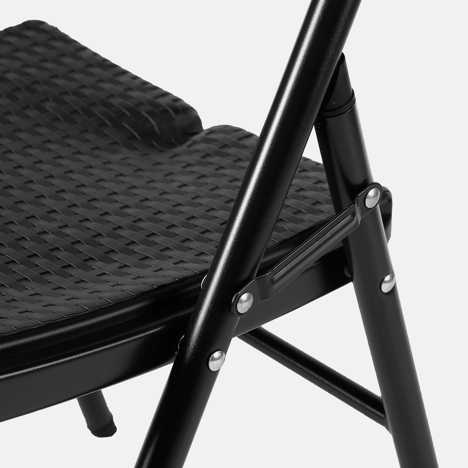 Bardi 4-delige Klapstoelen set zwaar rotan zwart - 200 kg draagvermogen