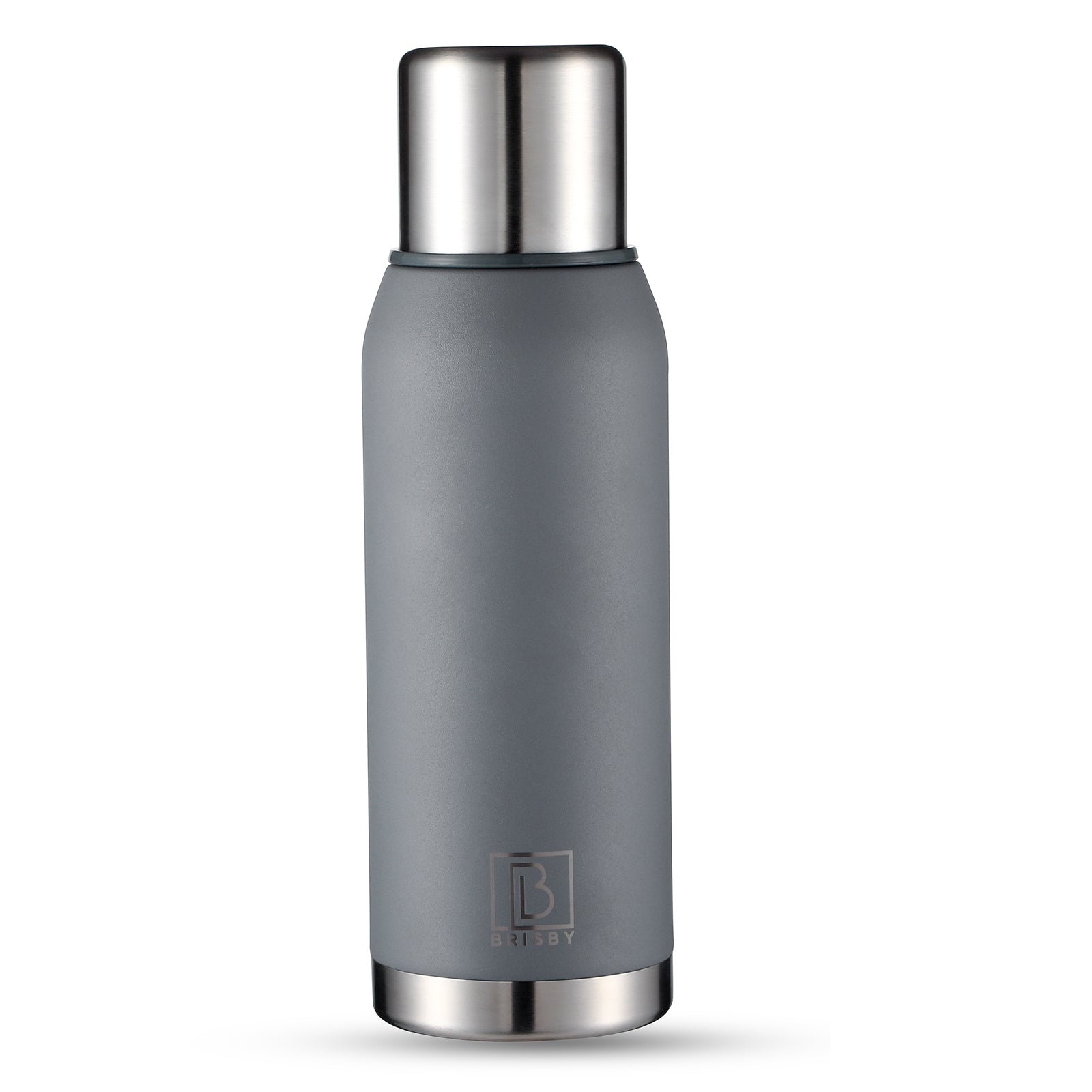 Brisby Thermosfles RVS 1L grijs - BPA Vrij - 24 uur koud - 12 uur warm
