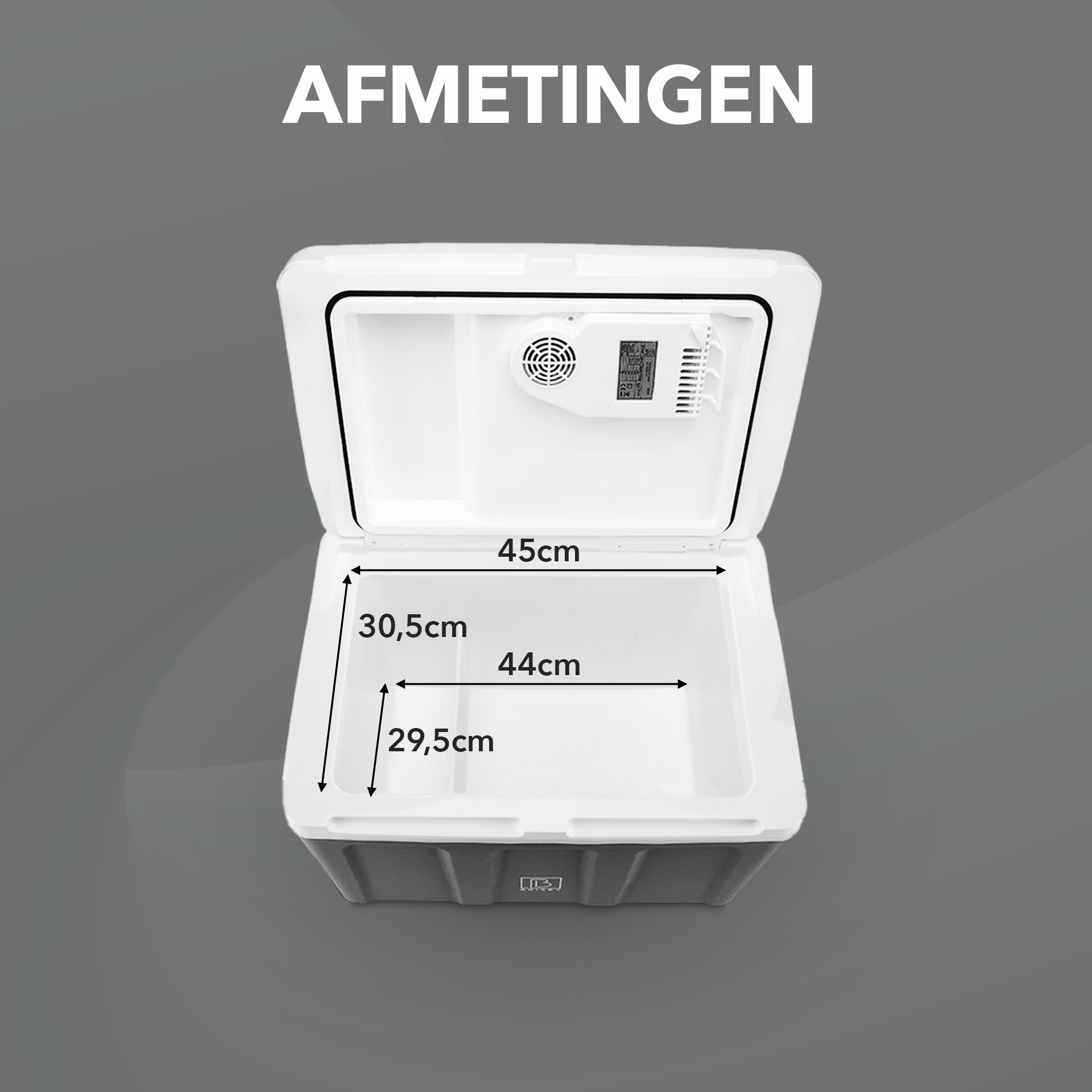 Elektrische koelbox 40L grijs SET - Incl. 8L passieve koelbox - incl. divider en koelelementen - AC/DC 12V, 220/230V