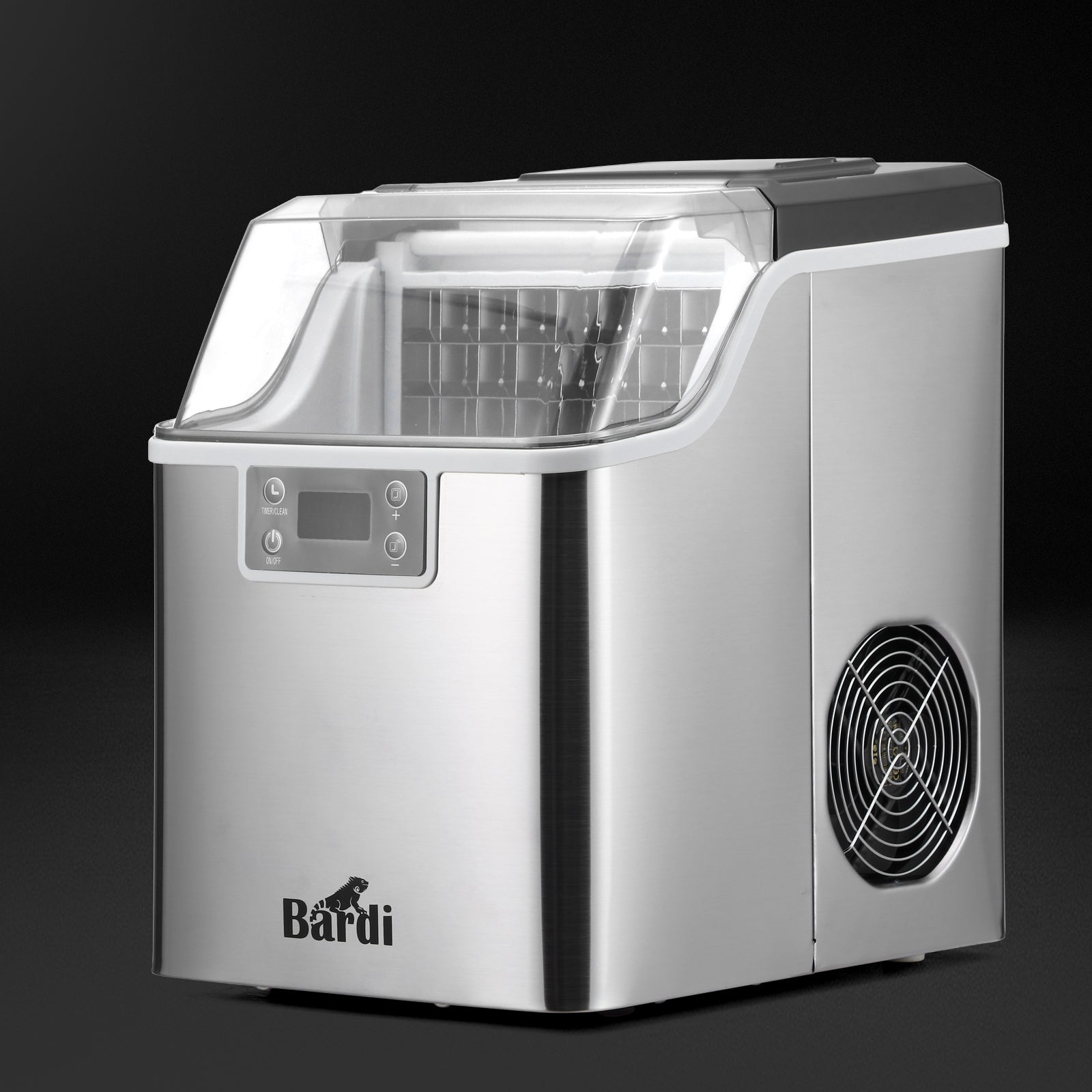 Bardi IJsblokjesmachine 3,2L ijsblokken RVS - 20 kg ijs per 24 uur - incl. thermosbeker