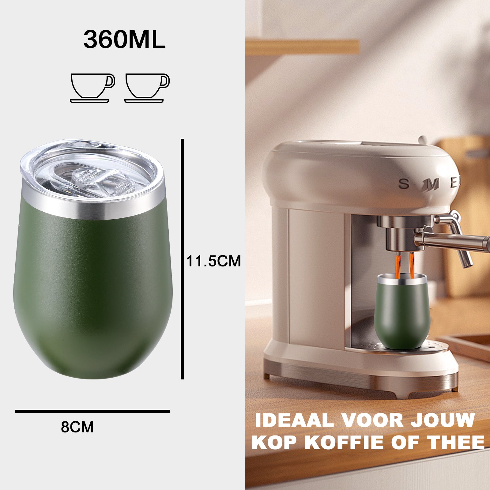 Bardi Thermosbekers 0,3L RVS groen set - incl. deksels - dubbelwandig