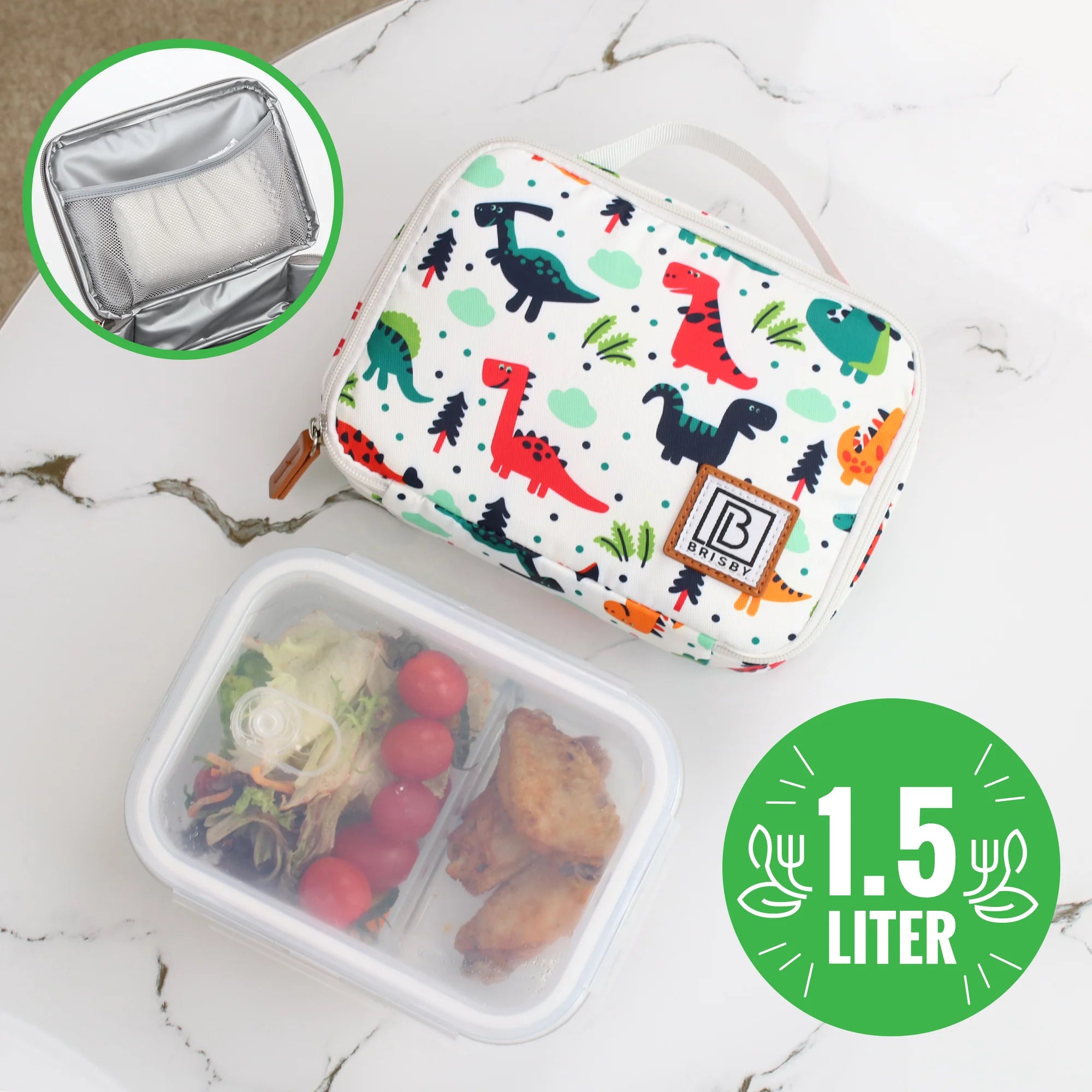 Cooler bag 1.5L dinosaur - 4-layer insulated - free cooling element