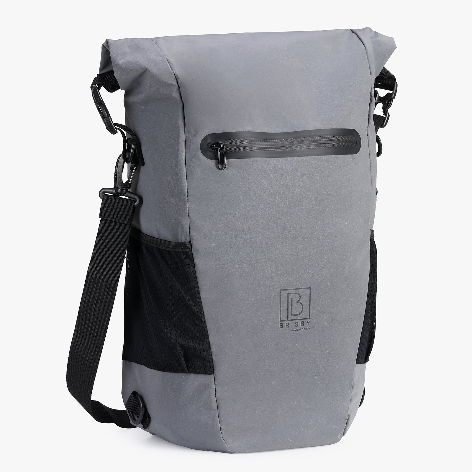 3 in 1 waterproof rolltop bicycle bag set 40-52L gray - 100% reflection - high visibility - bicycle bag - backpack - shoulder bag