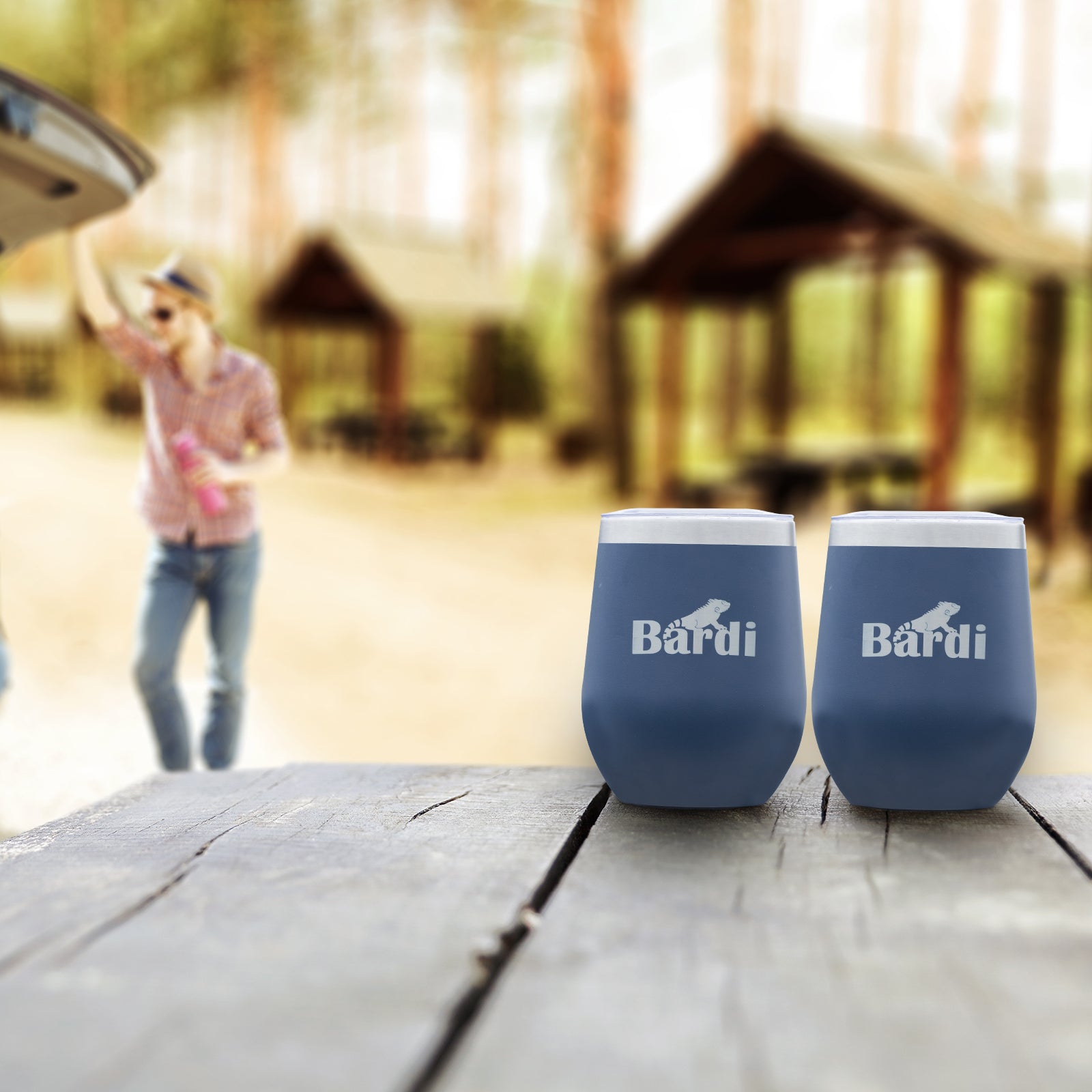Bardi Thermosbekers 0,3L RVS blauw set - incl. deksels - dubbelwandig