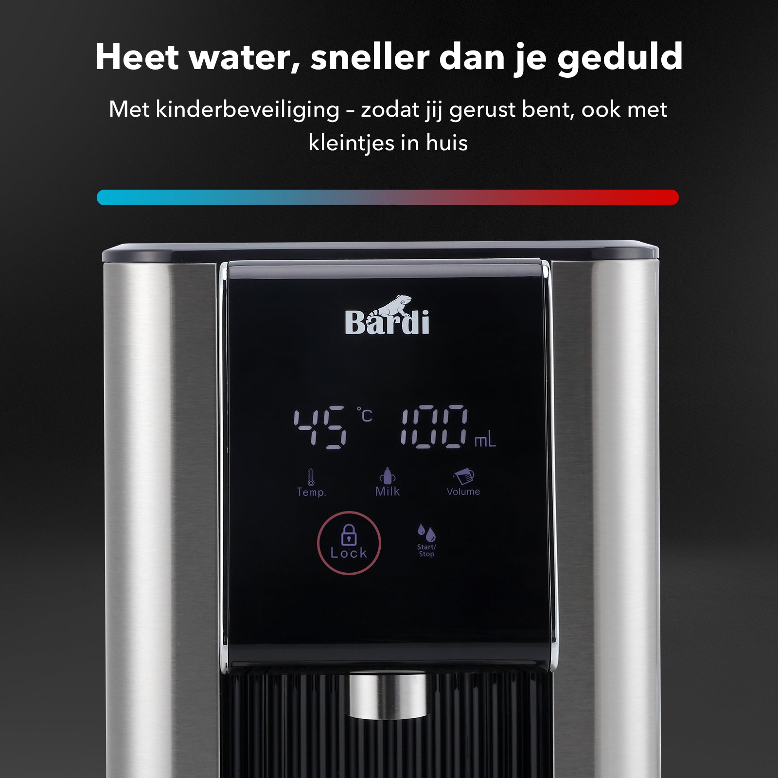 Bardi Heetwaterdispenser 2,6L set - incl. 3 thermoscups + onderzetter - instant-heating - 6 temperatuurstanden