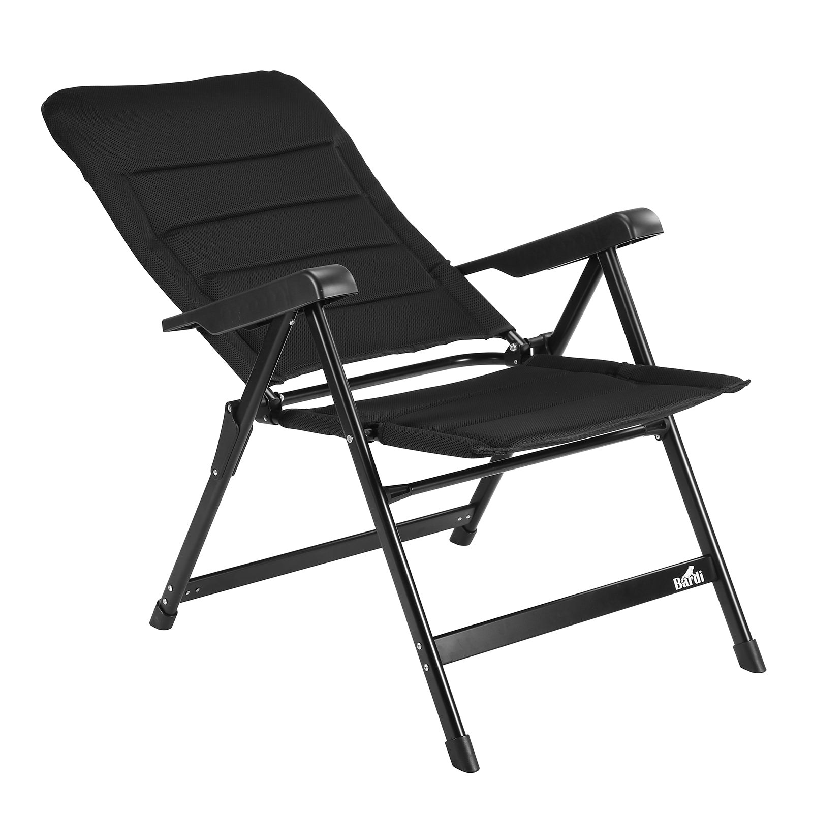 Bardi 8-delige Campingstoelen set zwart - 7 standen - 120 kg draagvermogen