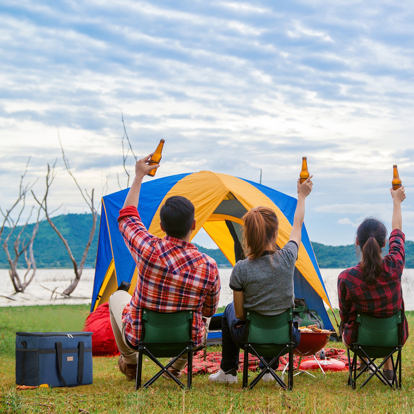 Packaway Koeltas 40L donkerblauw - incl. 6 koelelementen, draagband