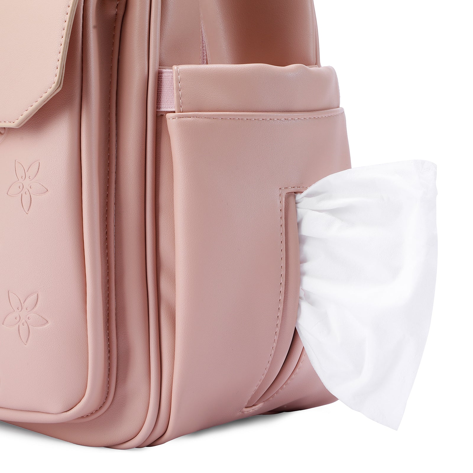 Venezia diaper bag and backpack pink - nursing bag - hard-wearing - incl. buggy/pram hooks, changing mat and cool bag - PU leather