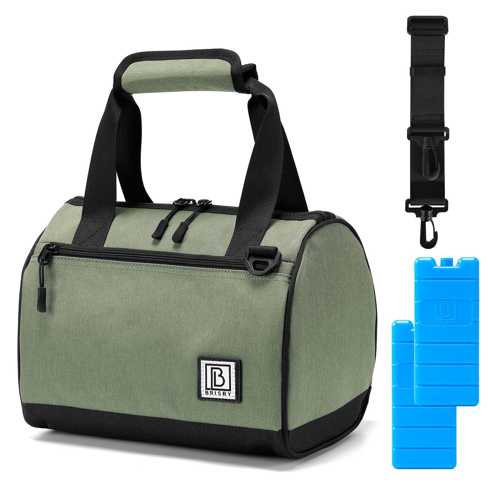 Cooler bag 10L green - Lunch bag - 4-layer insulated - 2 free cooling elements - incl. shoulder strap