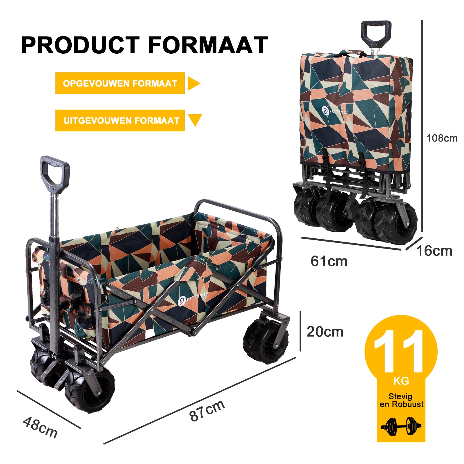 Packaway Bolderkar XL 80kg abstract colours - opvouwbaar - heavy duty - wasbaar
