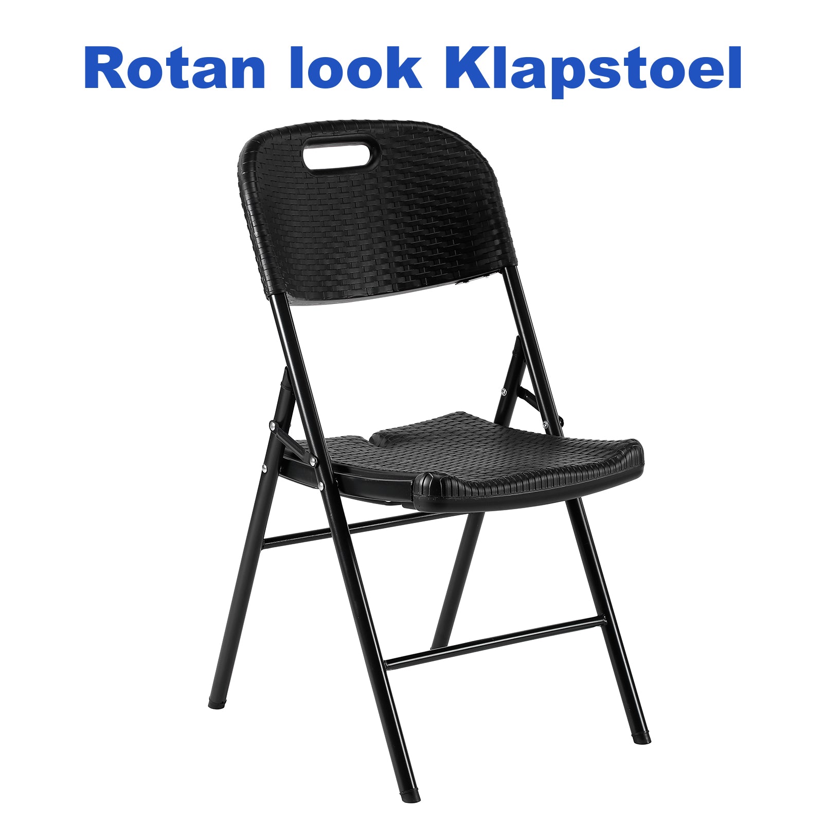 Bardi 4-delige Klapstoelen set zwaar rotan zwart - 200 kg draagvermogen
