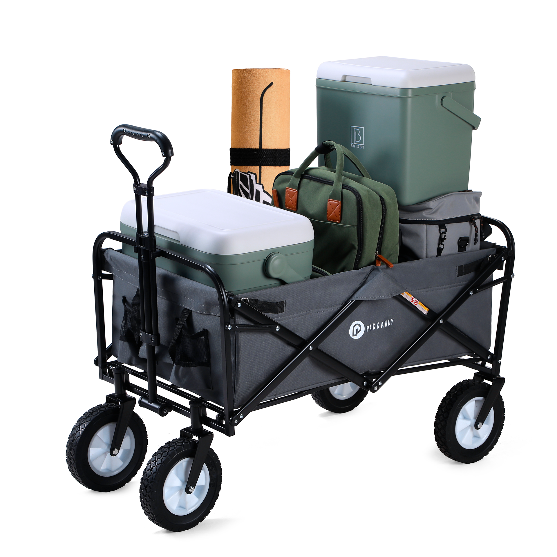 Packaway Bolderkar 70kg grijs - opvouwbaar - wasbaar polyester