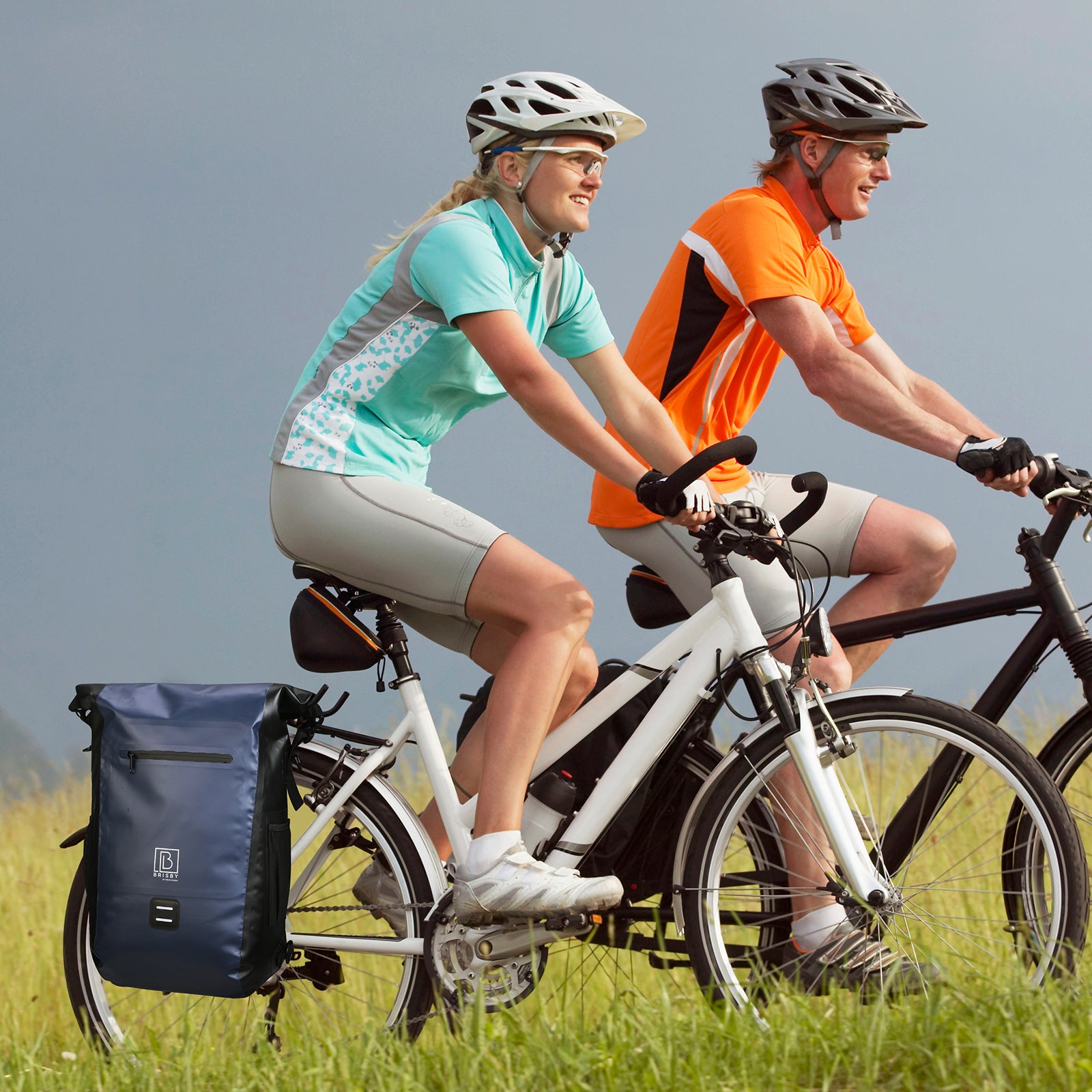 3 in 1 waterproof rolltop bicycle bag set 40-52L blue - reflective - high visibility - bicycle bag - backpack - shoulder bag