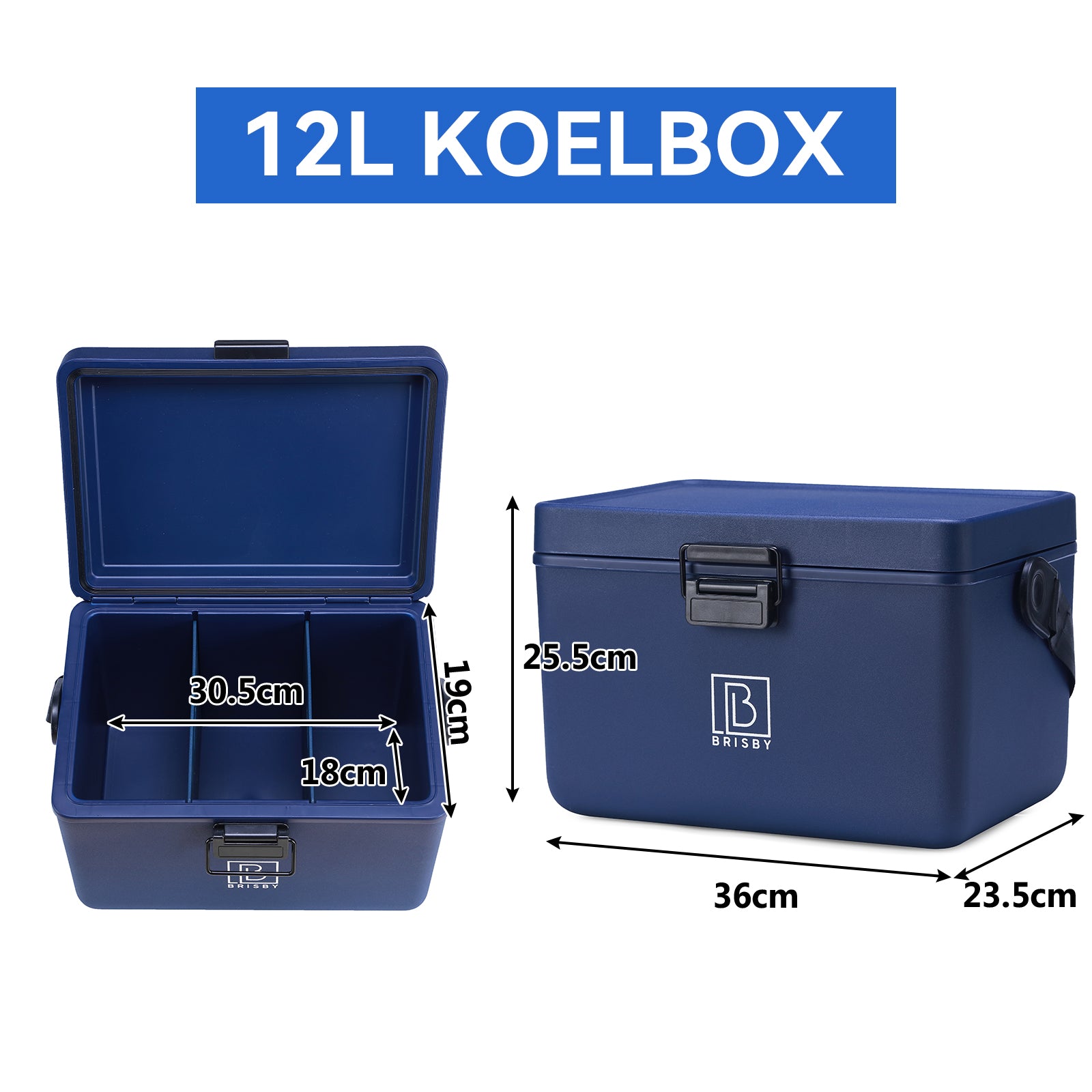 Koelbox 12L met handvat blauw - Dividers - snijplanken - tot maximaal 40 uur isolatie - incl. 2 koelelementen van 200ml