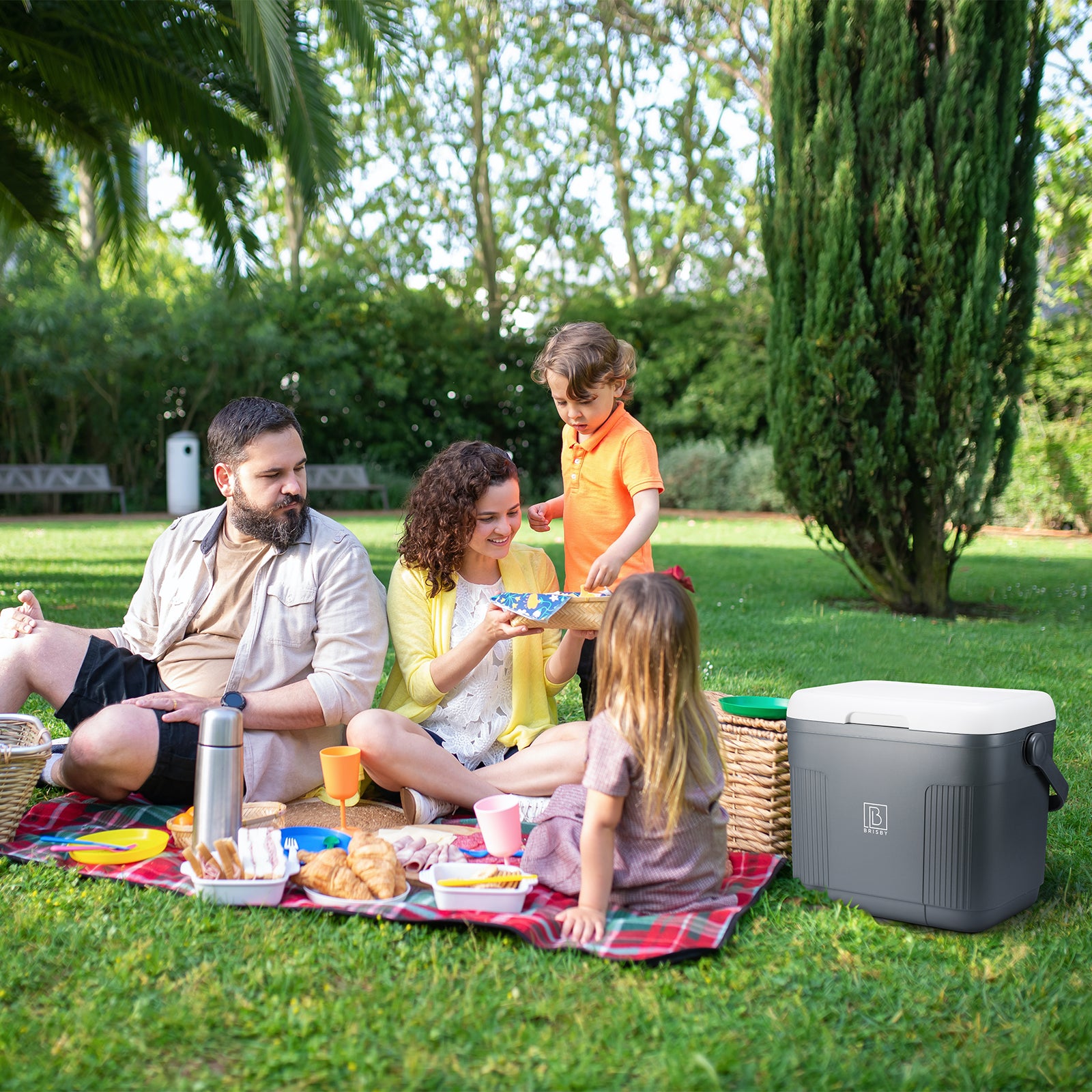 Cool box 22L grey - Up to 40 hours insulation - incl. 4 450ml cooling elements - temperature-safe closure - cooling elements locked in lid