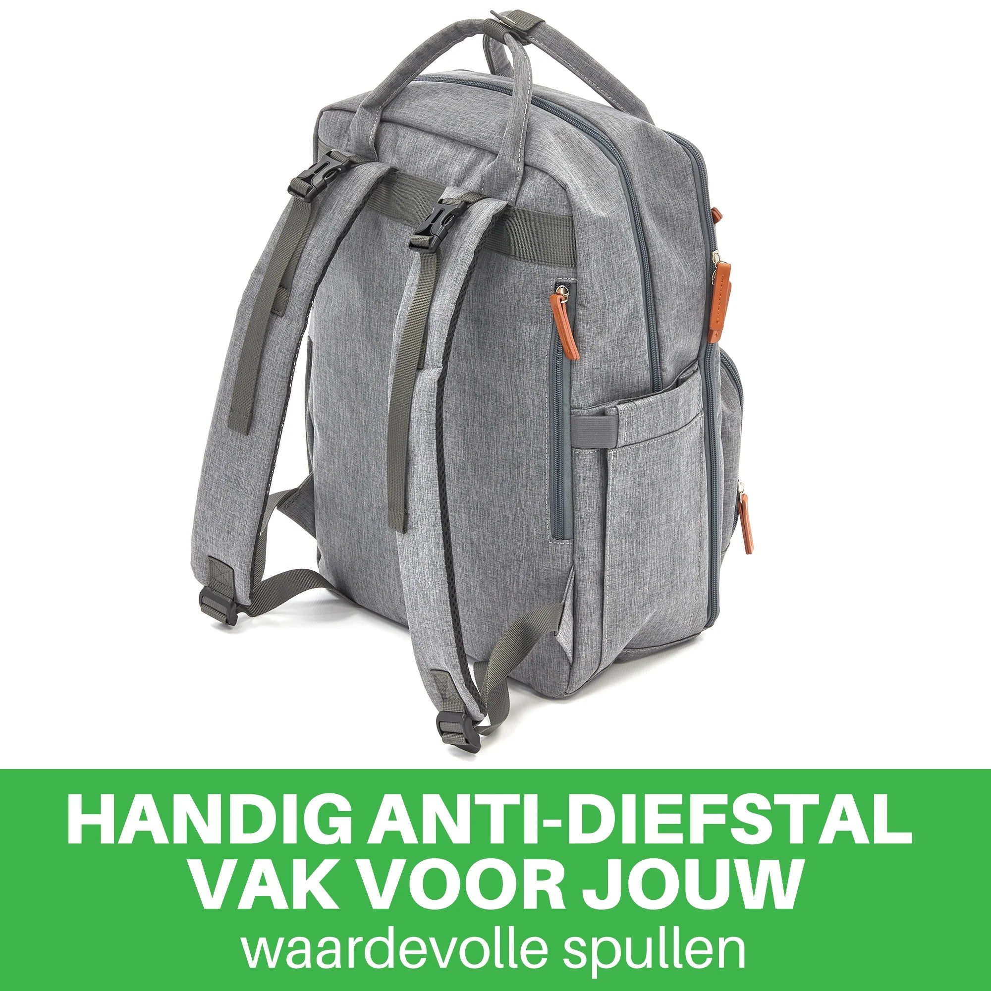 Original slijtvaste luiertas lichtgrijs - Verzorgingstas - incl. buggymontage en verschoningsmat