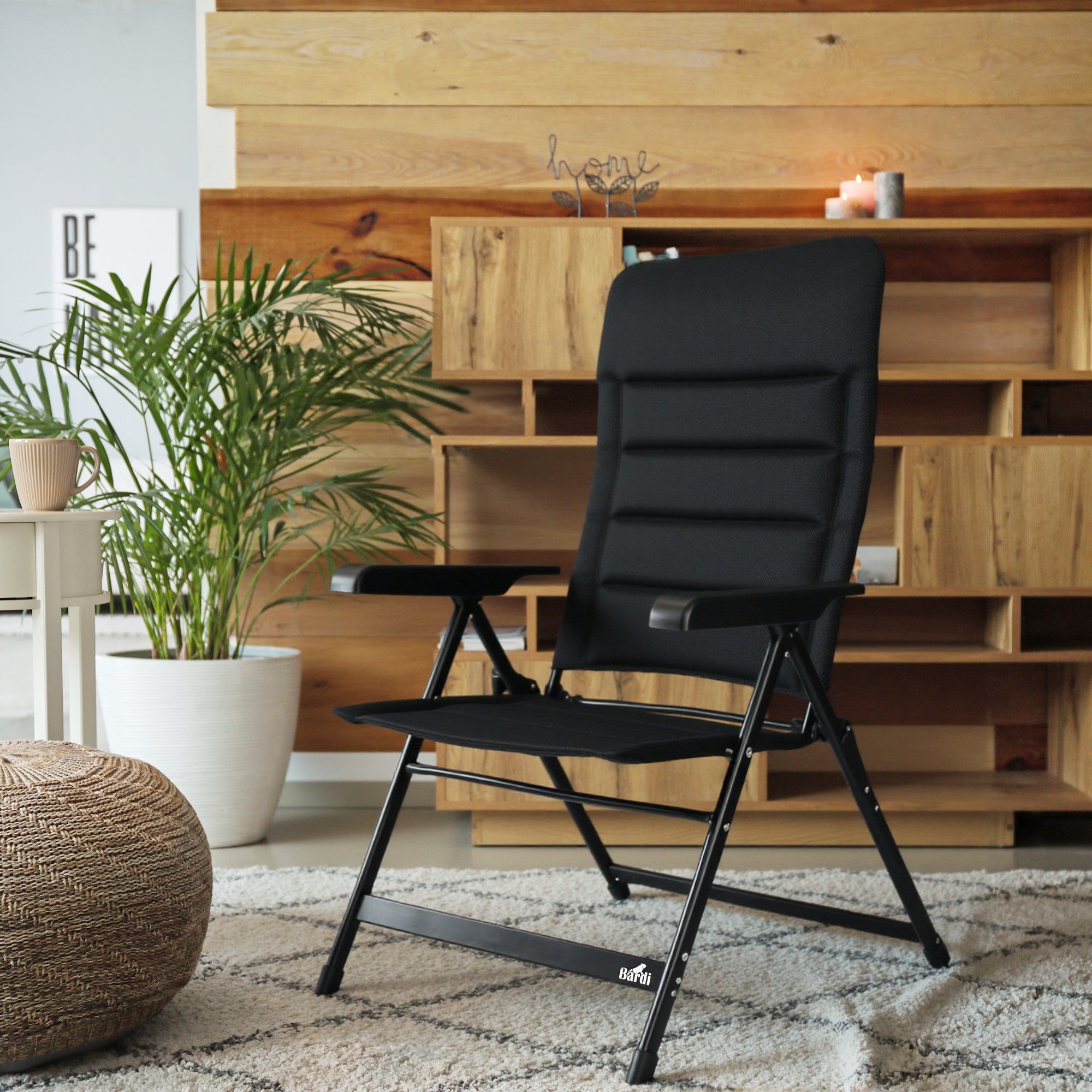 Bardi 2 Stuks Luxe Campingstoelen - 7 standen - Comfortabele Kampeerstoel - 120 kg draagvermogen - Ligstand - Inklapbare stoel - Klapstoel - Lichtgewicht - ZWART