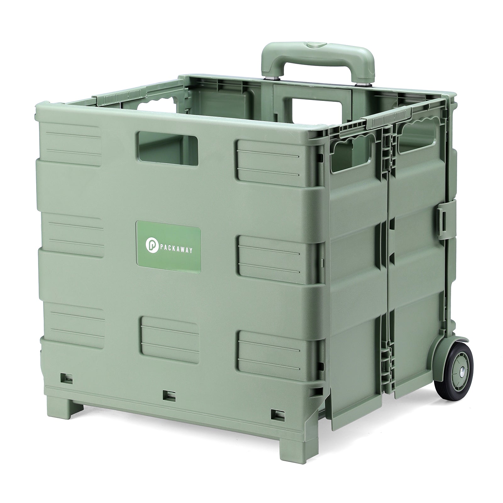 Packaway XL Foldable Shopping Trolley with wheels - Shopping crate - Storage box - Shopping trolley - Folding crate - 50 Liters - Green