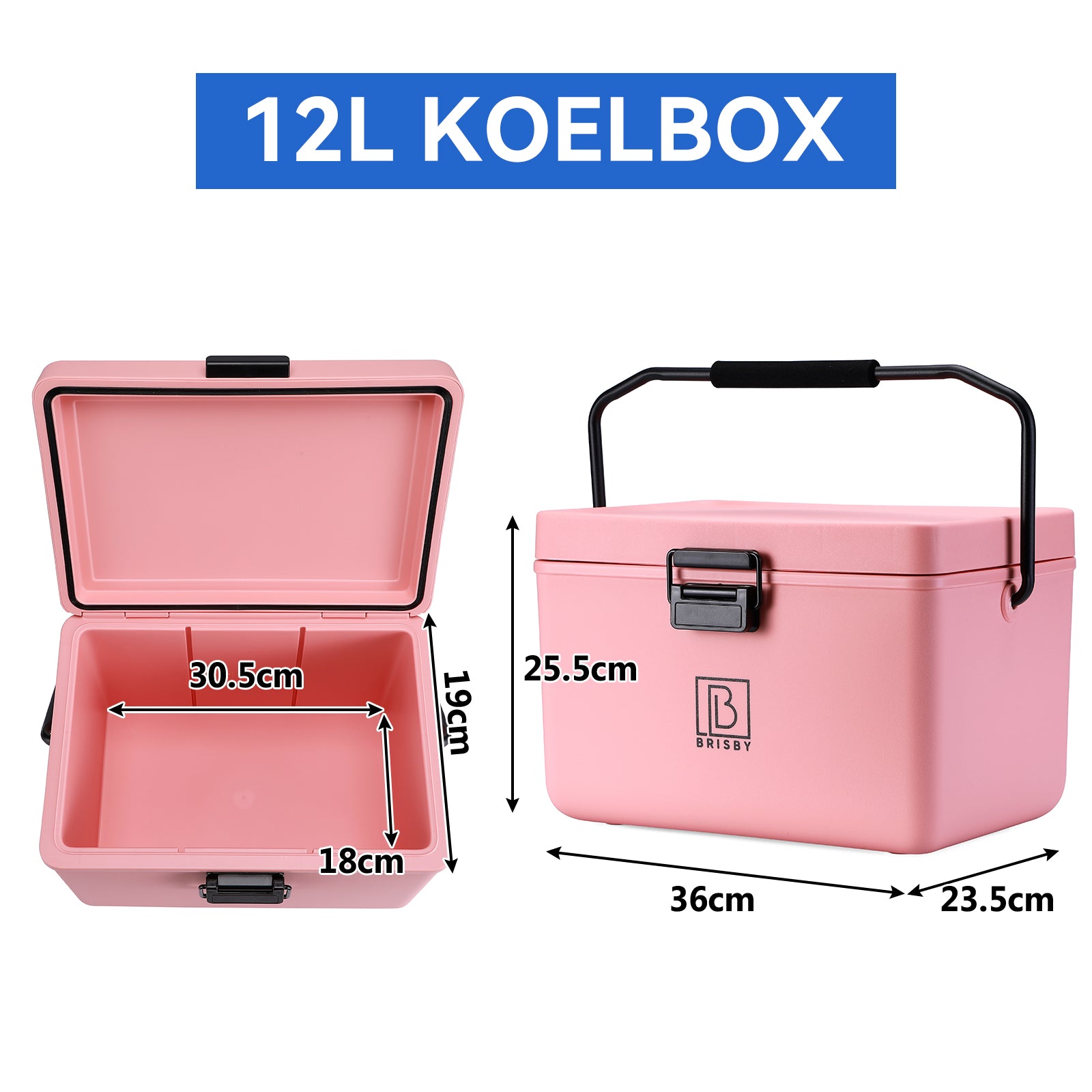 Koelbox 12L met handvat roze - Dividers - snijplanken - tot maximaal 40 uur isolatie - incl. 2 koelelementen van 200ml