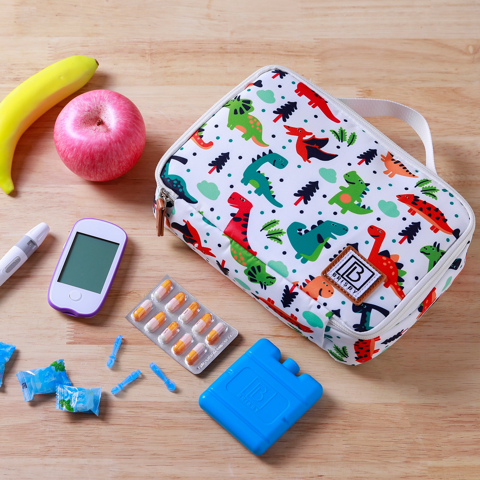 Cooler bag 2.5L dinosaur - 4-layer insulated - free cooling element