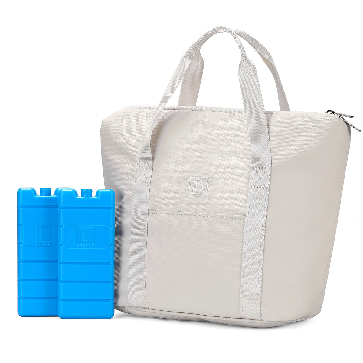 Brisby Koeltas Lunchtas 9L – 4-Laags Geïsoleerd – Inclusief 2 Koelelementen – Waterafstotend – Voor Werk, School & Onderweg - Crème