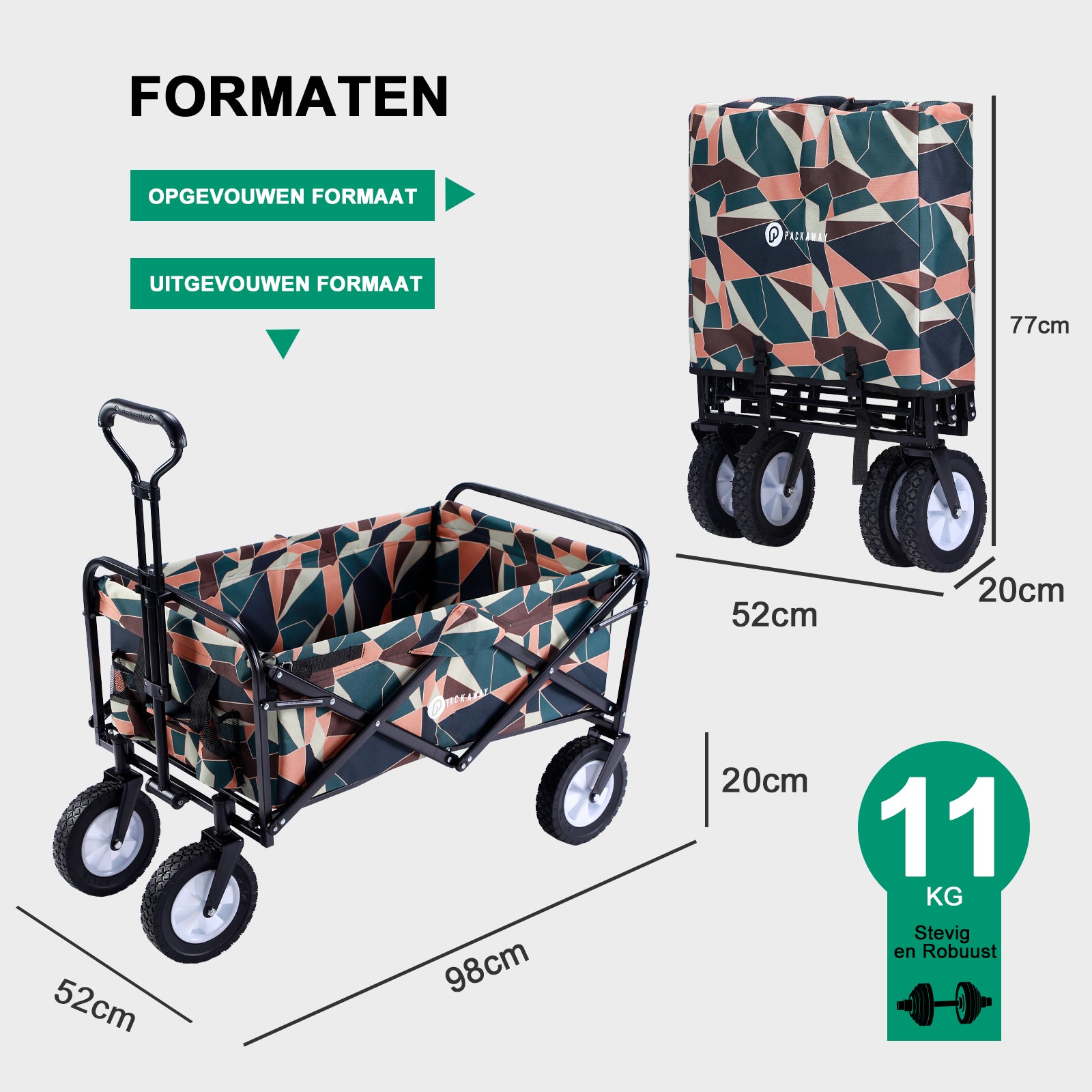 Packaway Bolderkar 70kg abstract colours - opvouwbaar - wasbaar