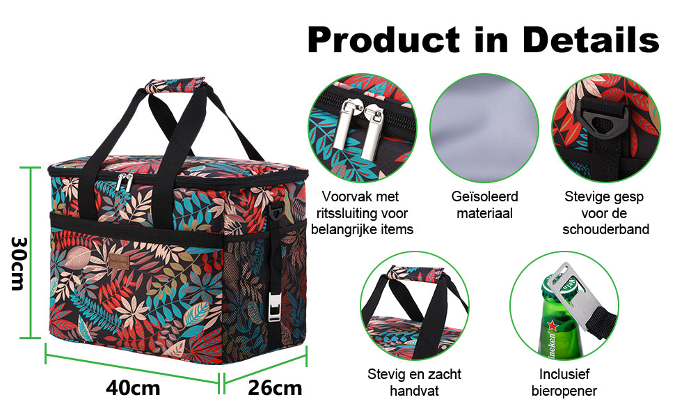 Packaway Koeltas 30L jungle - incl. 4 koelelementen, draagband