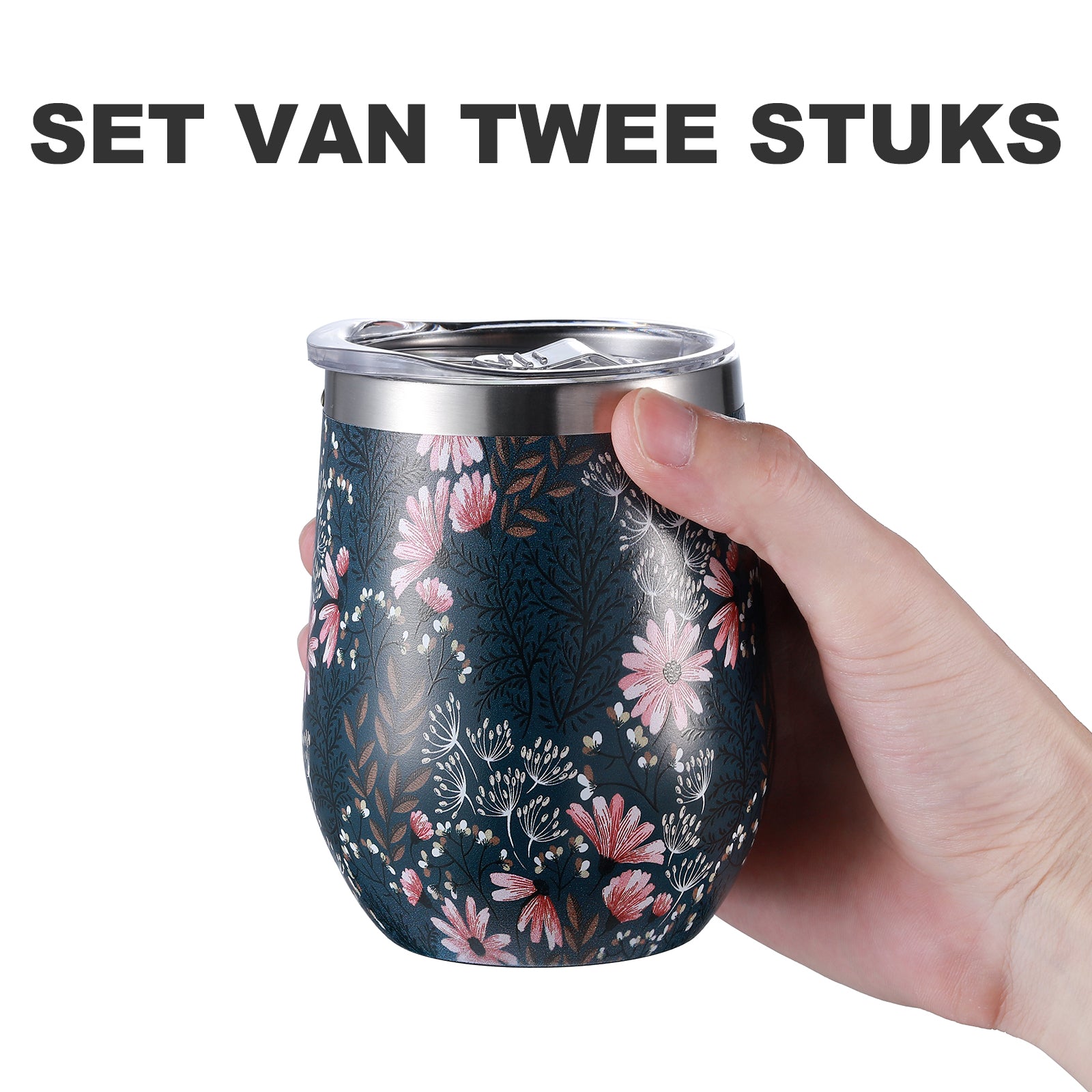 Bardi Thermosbekers 0,3L RVS japanese flower set - incl. deksels - dubbelwandig