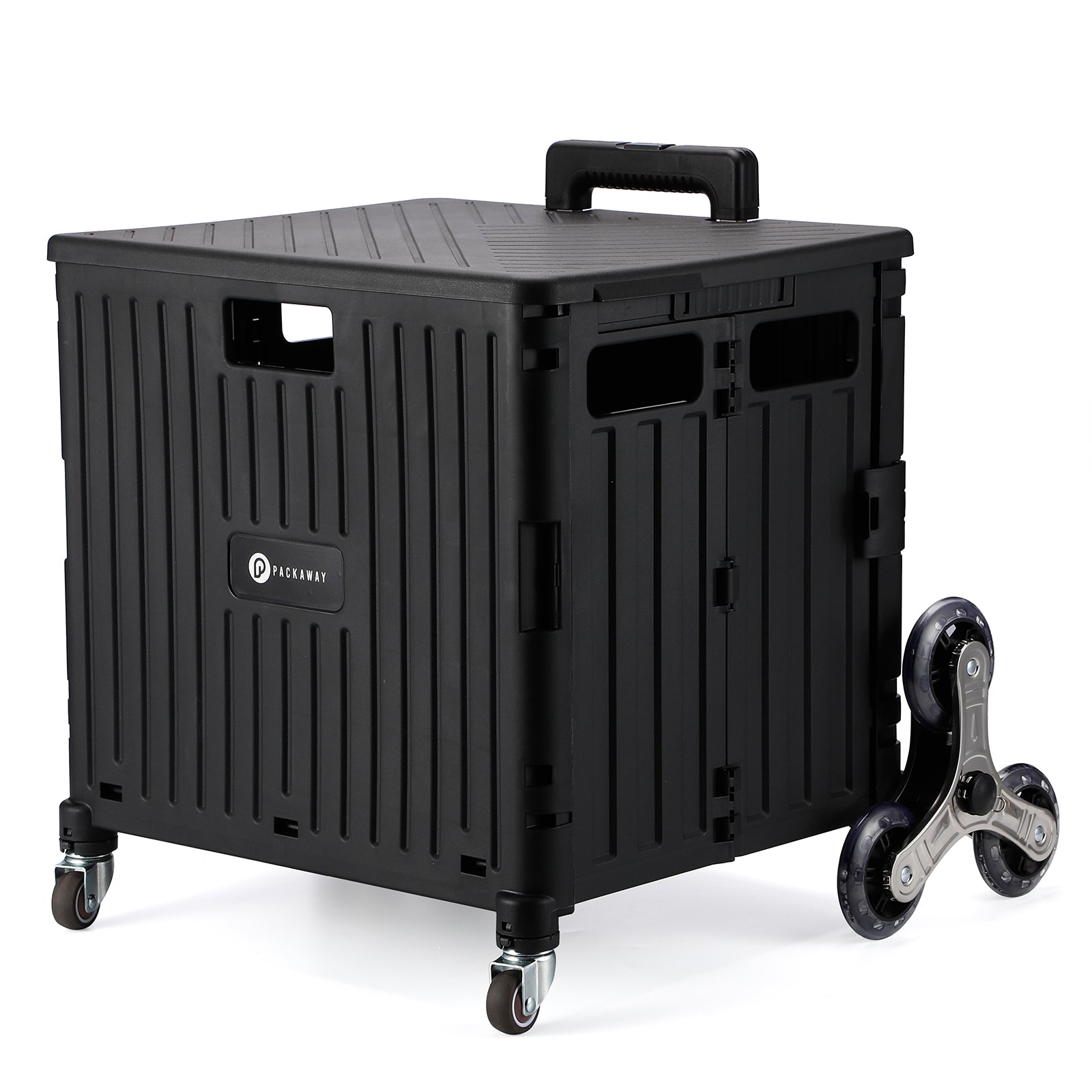 Packaway Boodschappentrolley 50L XL zwart - incl. trapwielen, deksel - 35 kg draagvermogen