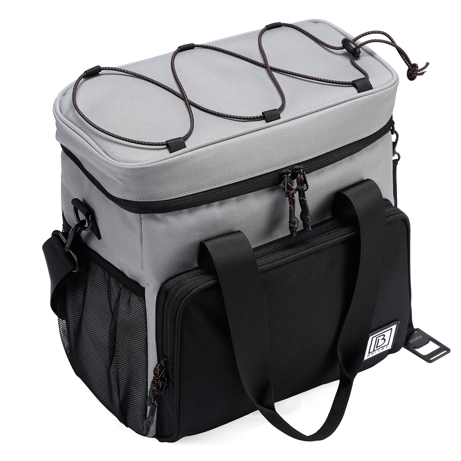 Cooler bag 15L black gray with orange inside - Lunch bag - 4-layer insulated - 2 free cooling elements - incl. shoulder strap