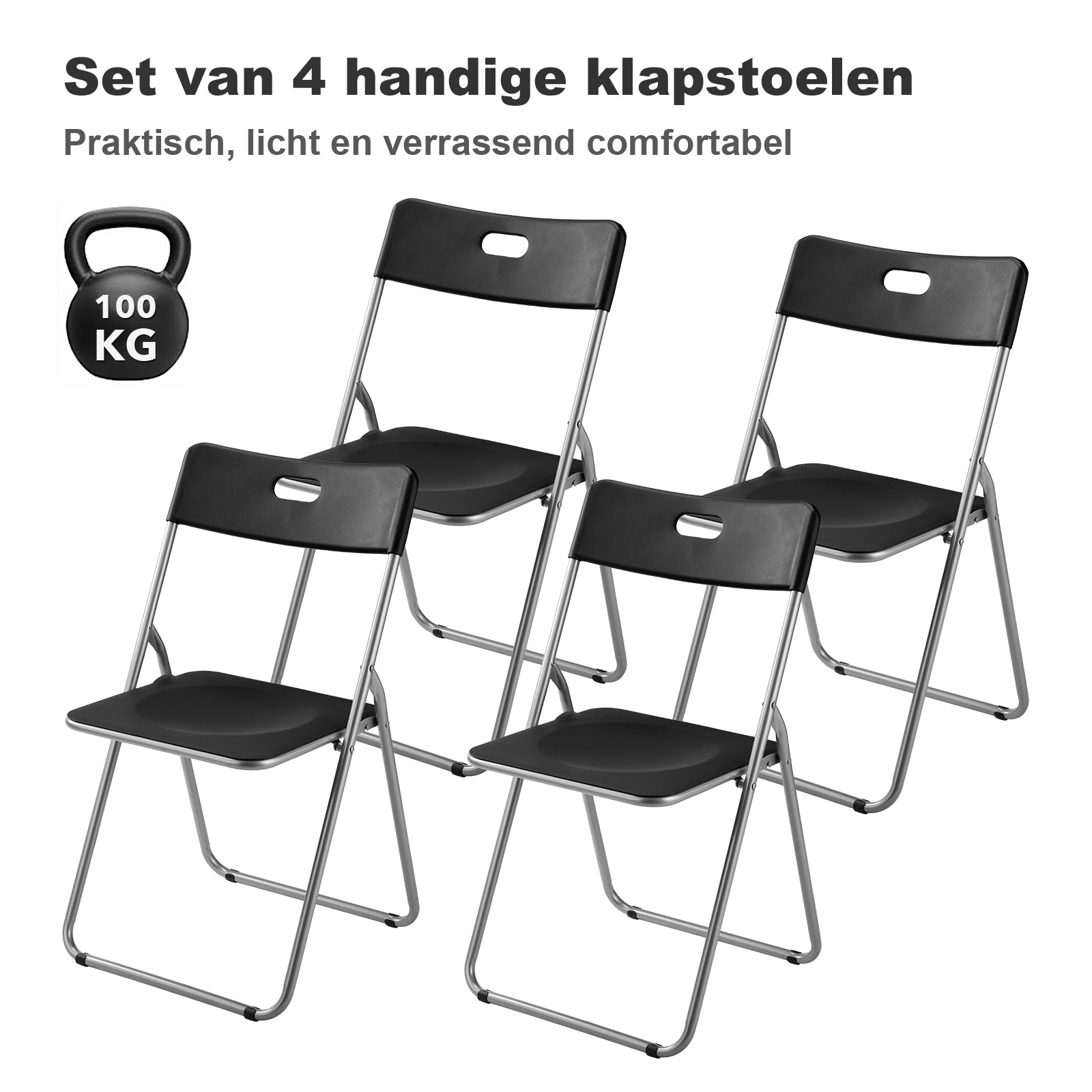 Bardi 4-delige Klapstoelen set stevig groen - 100 kg draagvermogen