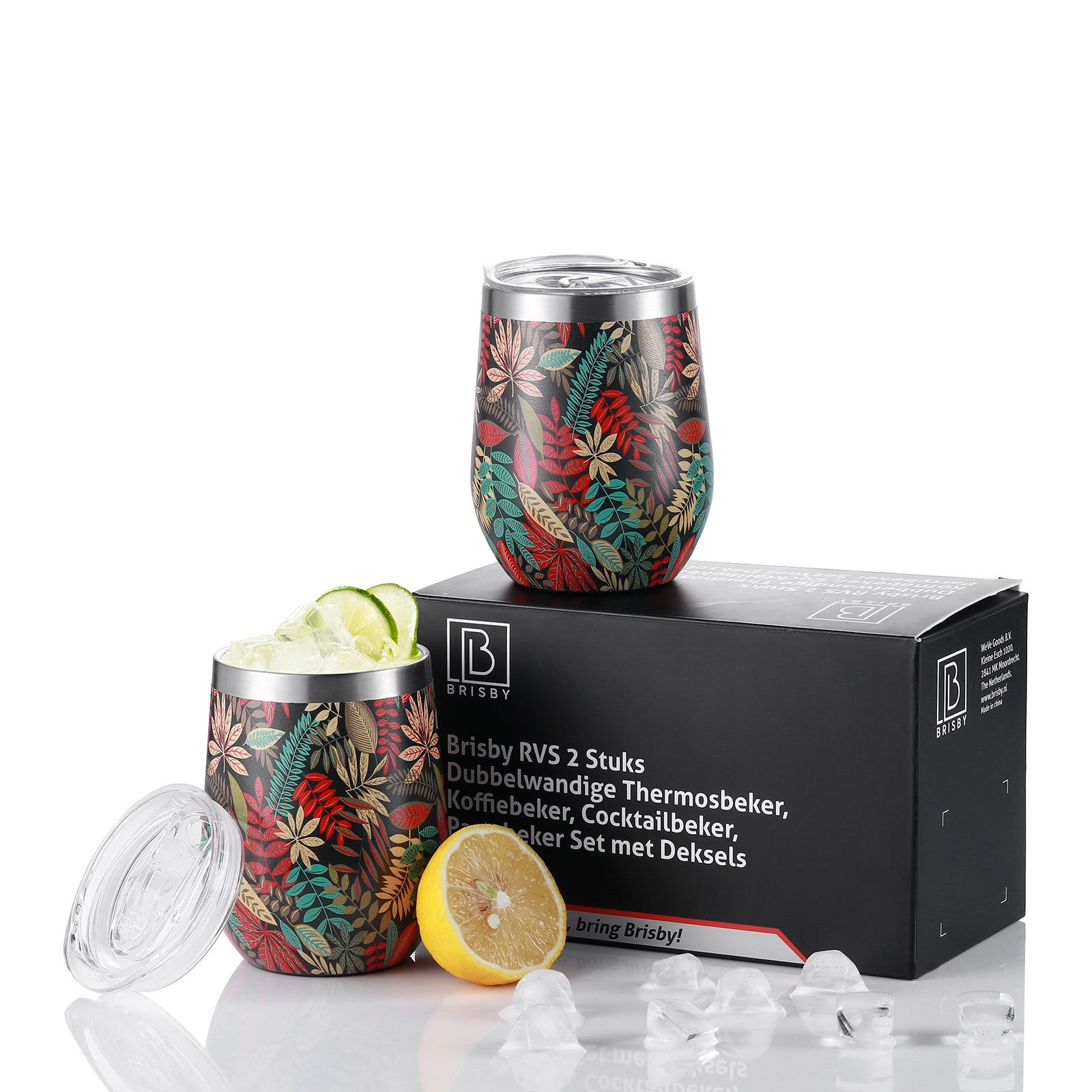 Bardi Thermosbekers 0,3L RVS jungle set - incl. deksels - dubbelwandig