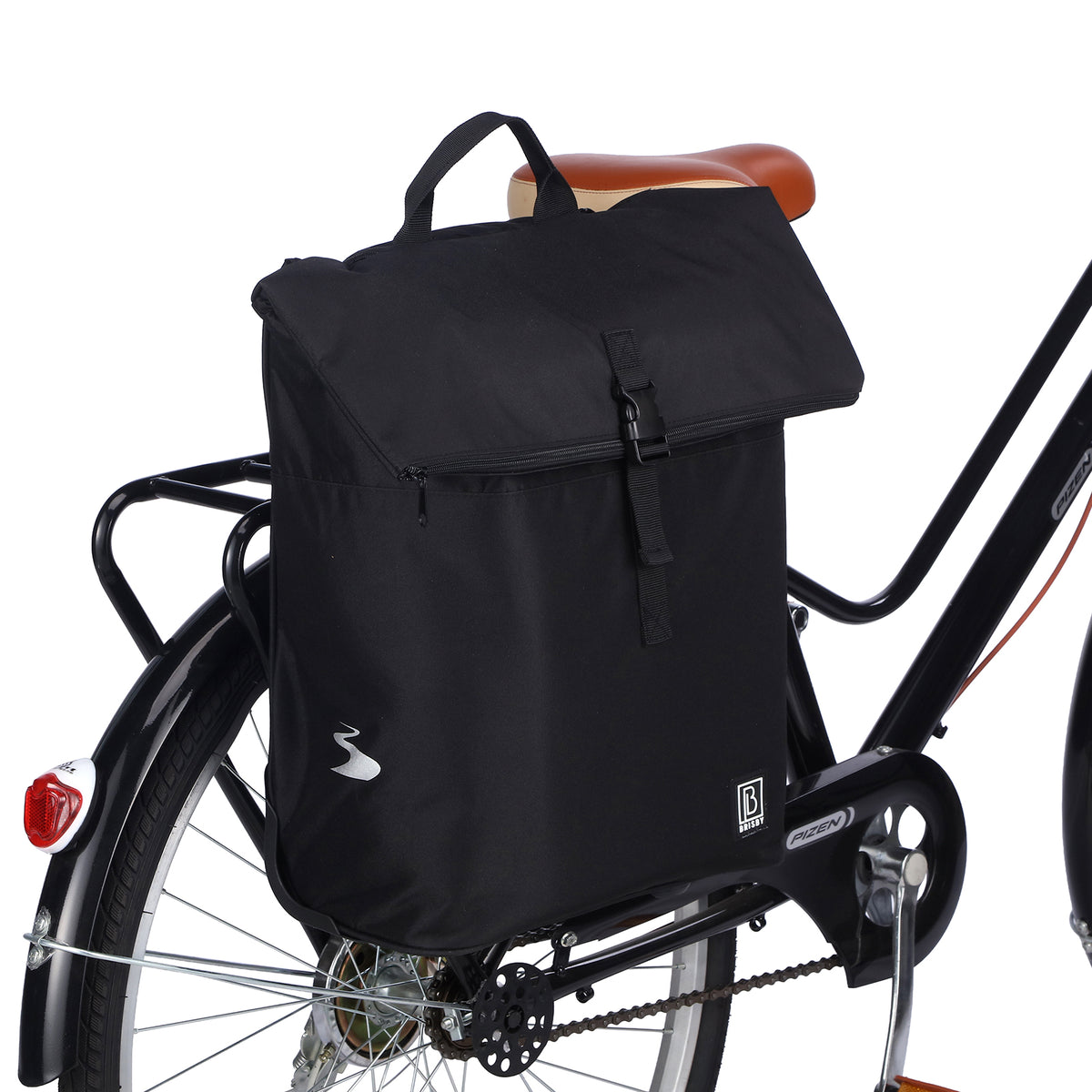Fietstrolley Tas 2-in-1 Fietstas en Trolley Zwart 18-28L Laptopvak Verstelbare Hendel Bevestigingssysteem - Zwart