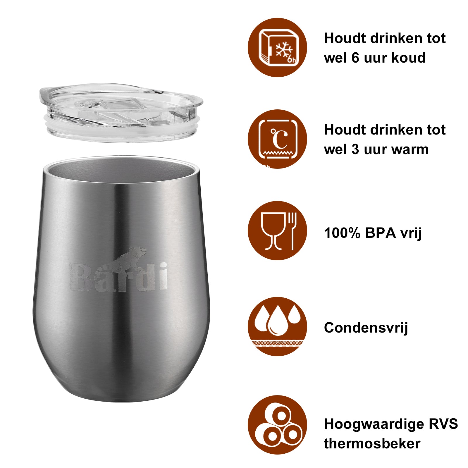 Bardi Thermosbekers 0,3L RVS set - incl. deksels - dubbelwandig